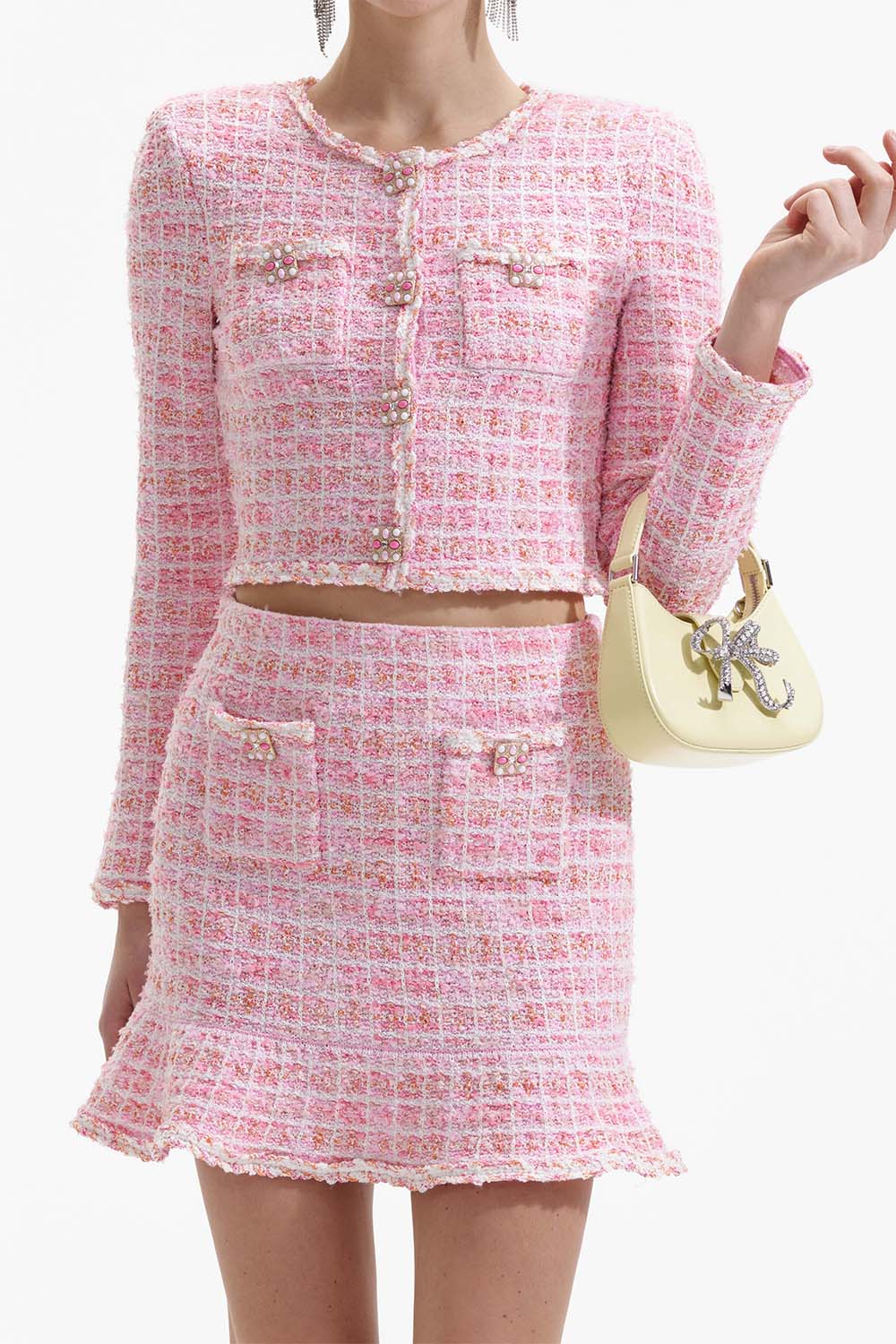 self-portrait-Check Knit Skirt-