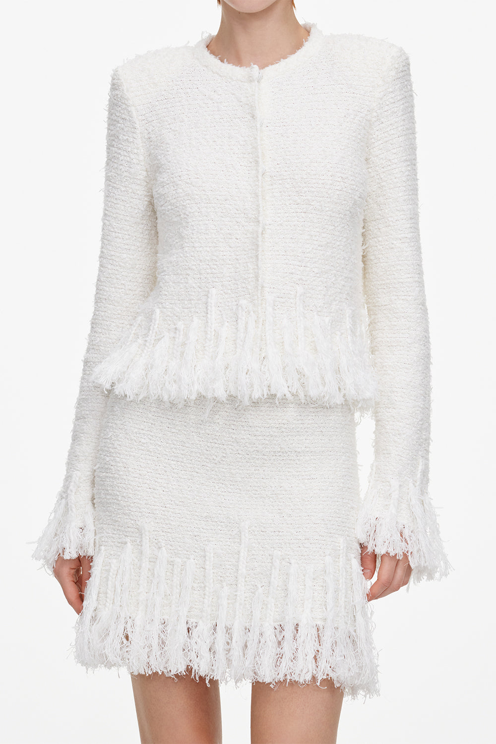 Fringe Knit Mini Skirt-WHITE-XS-CLOTHINGSKIRTMINI-SELF-PORTRAIT