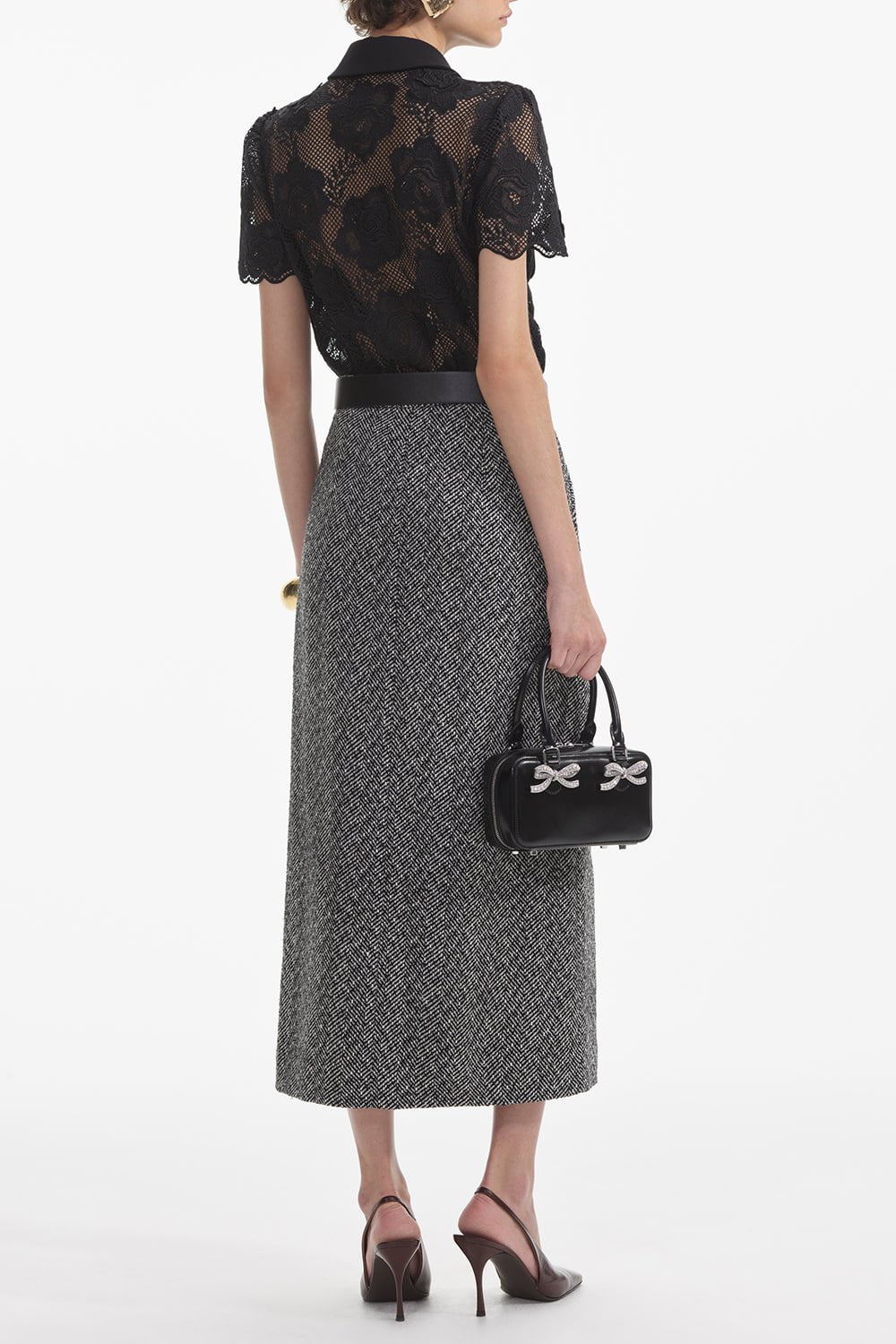self-portrait-Short Sleeve Collar Blouse-