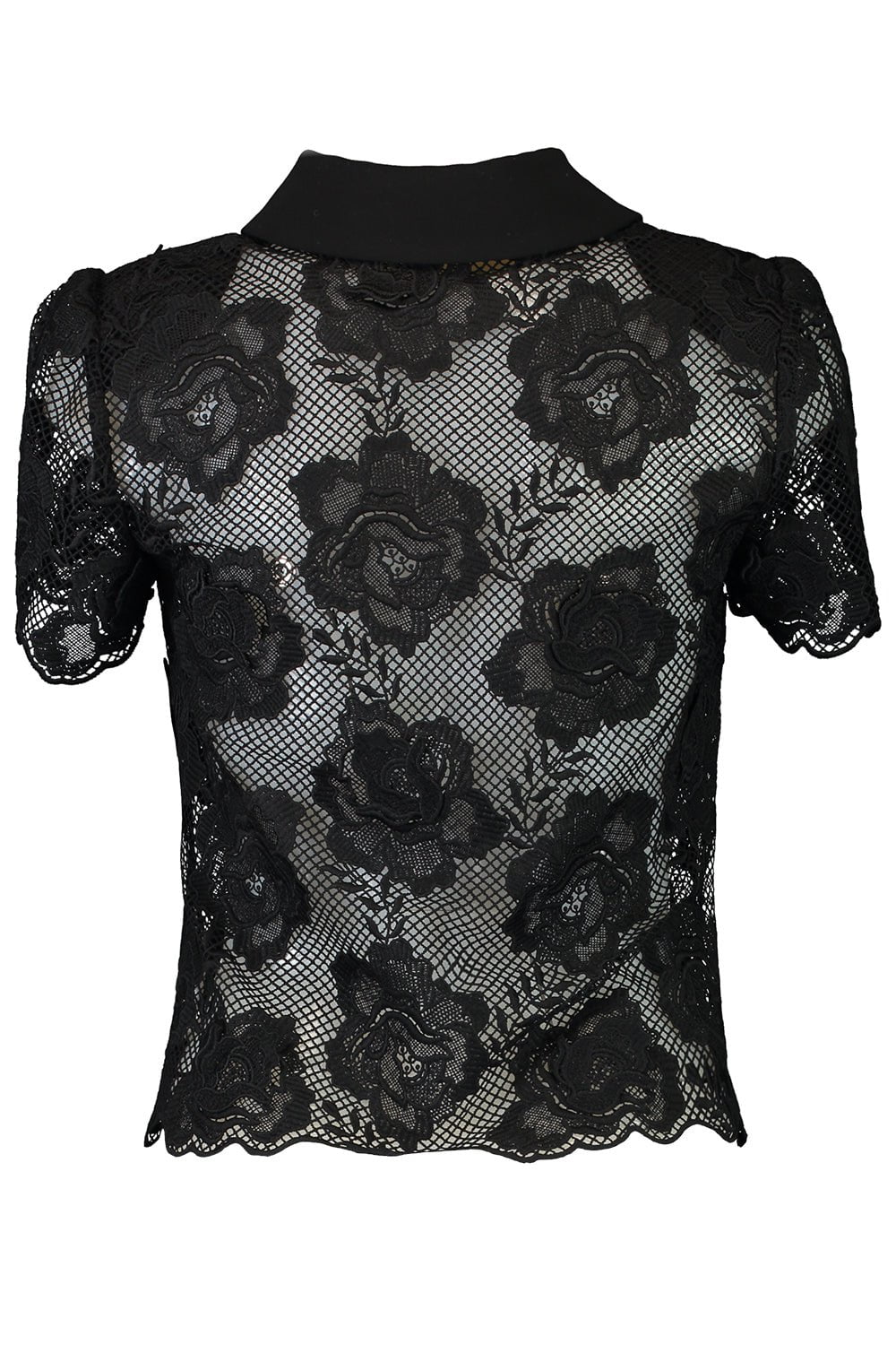 self-portrait-Short Sleeve Collar Blouse-