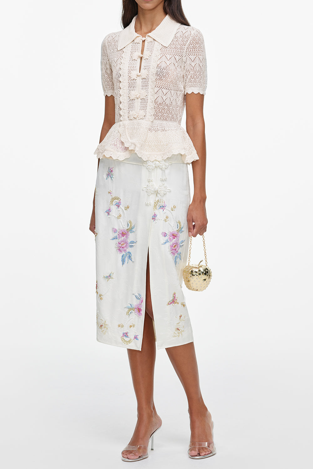  Pointelle Wrap Peplum Top-CREAM-XS-CLOTHINGTOPBLOUSE-SELF-PORTRAIT 