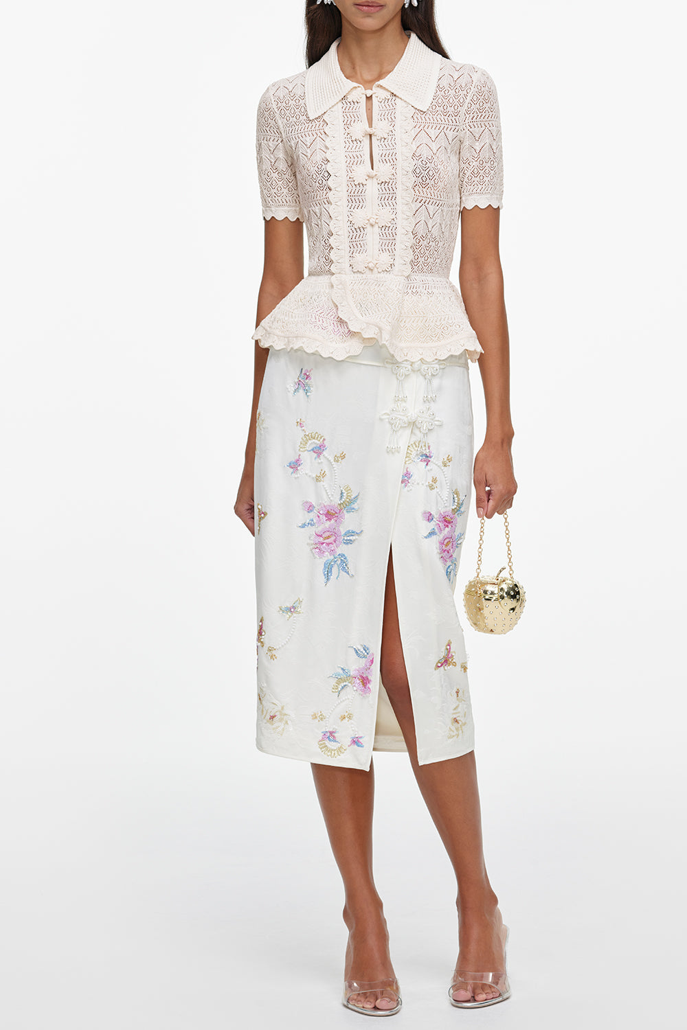  Pointelle Wrap Peplum Top-CREAM-XS-CLOTHINGTOPBLOUSE-SELF-PORTRAIT 