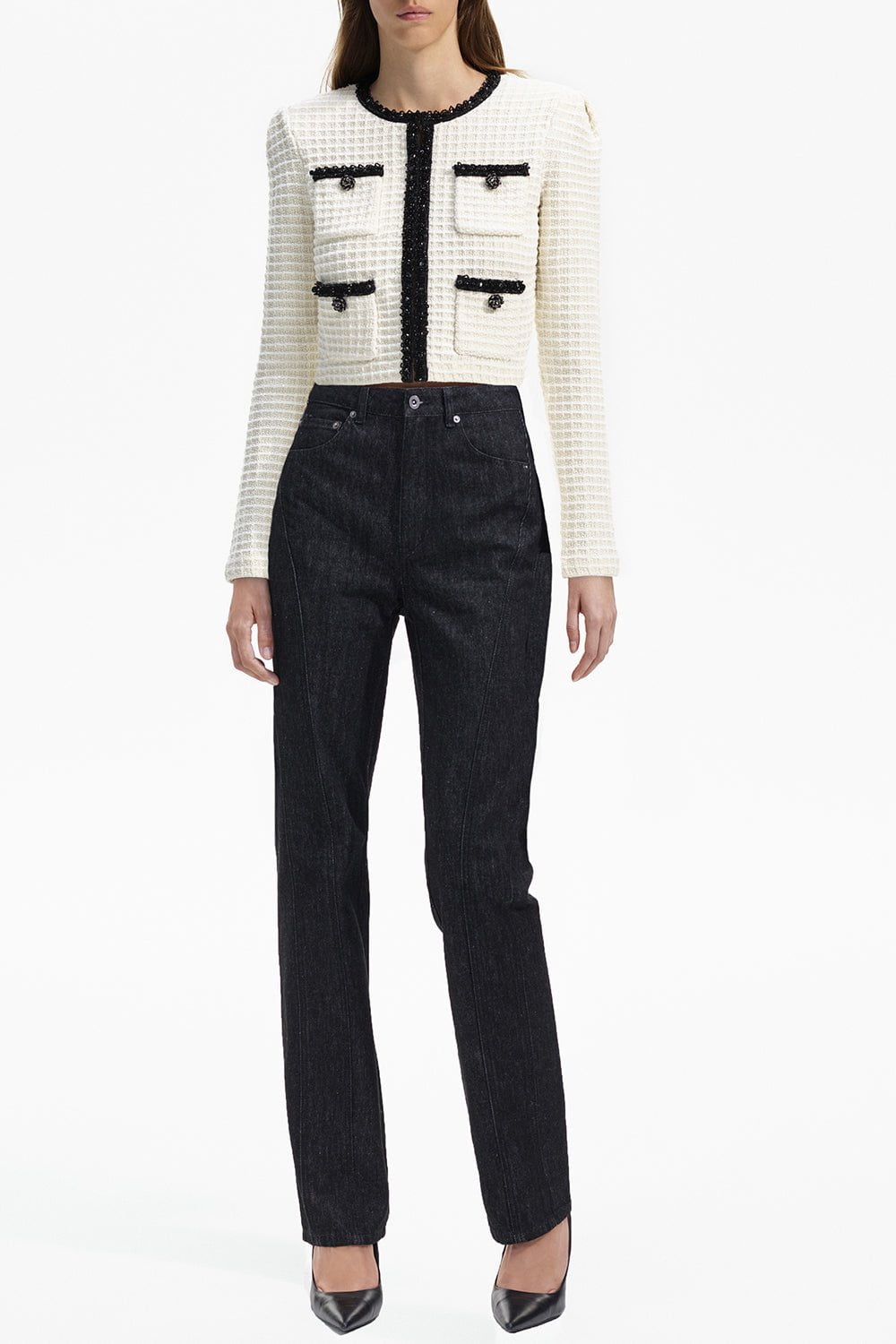 self-portrait-Textured Cardigan-