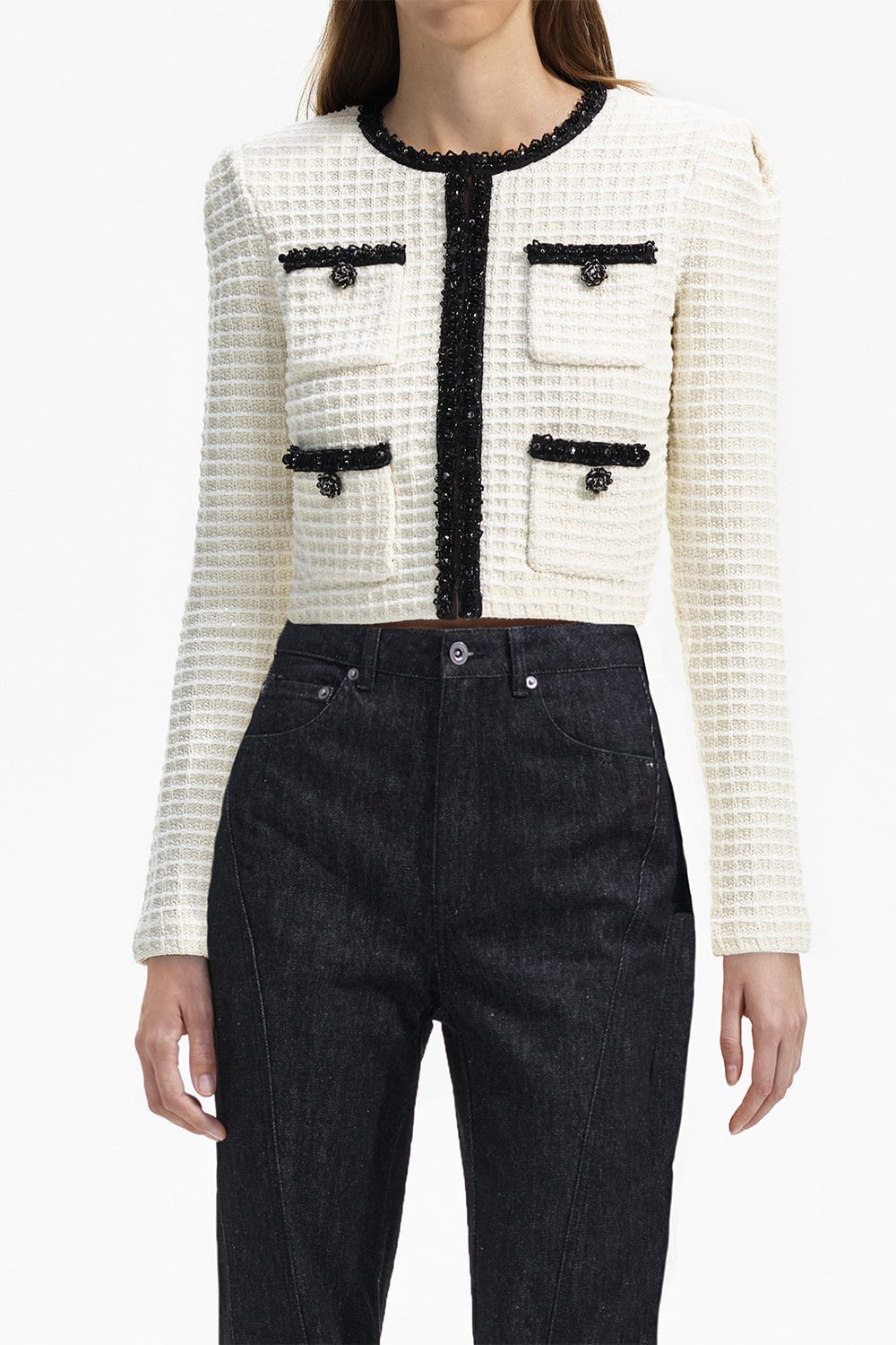 self-portrait-Textured Cardigan-