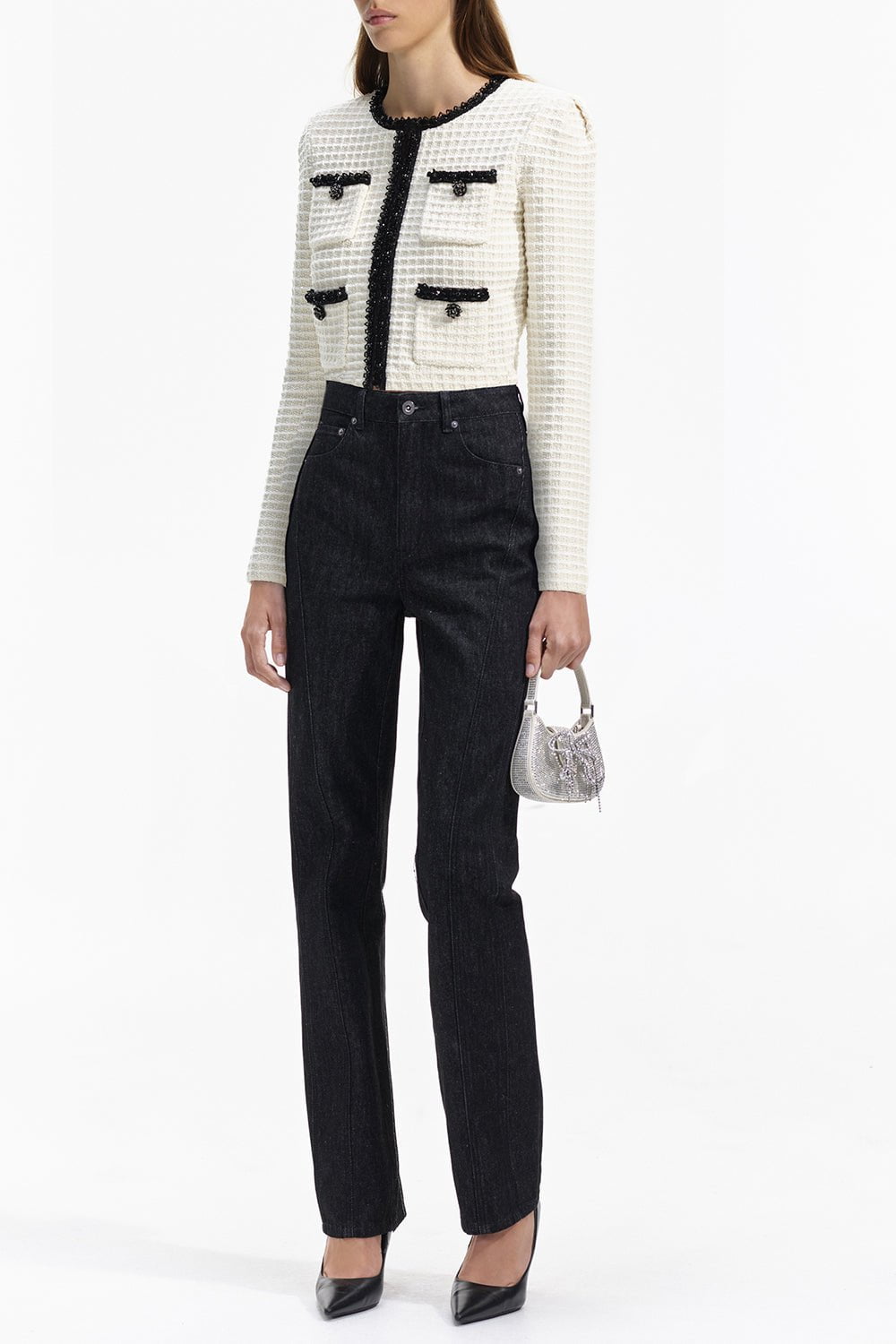 self-portrait-Textured Cardigan-