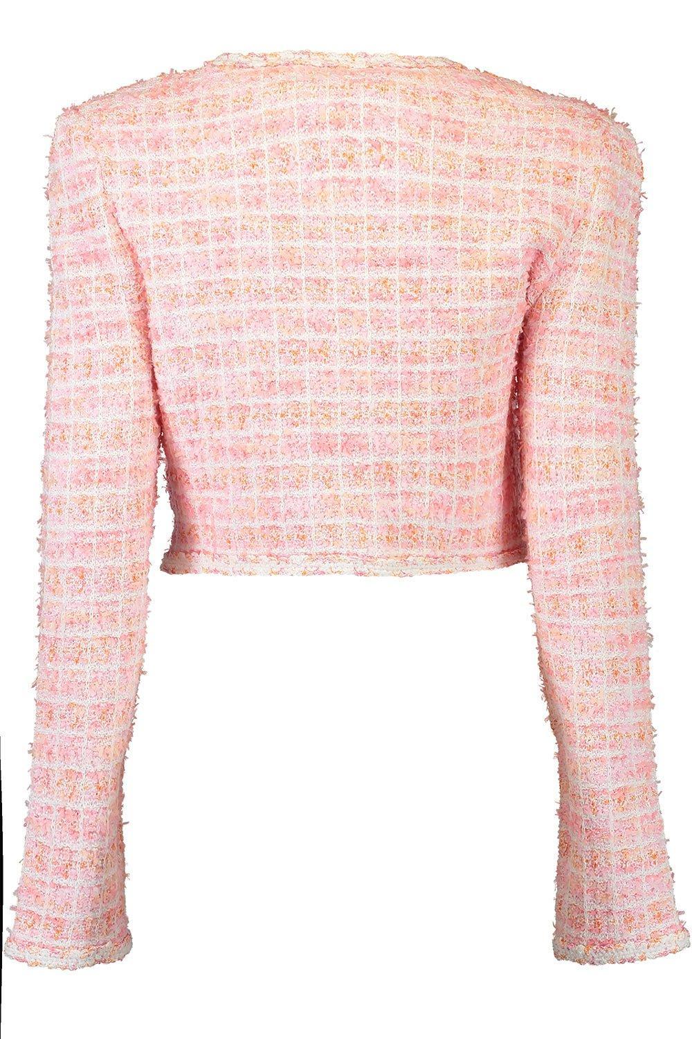 self-portrait-Check Cropped Cardigan-