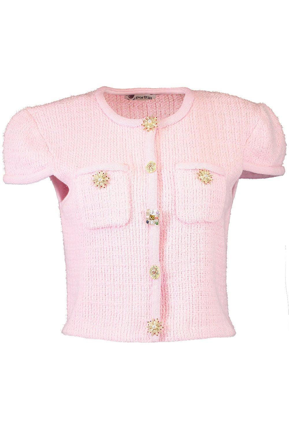 self-portrait-Jewel Button Top-