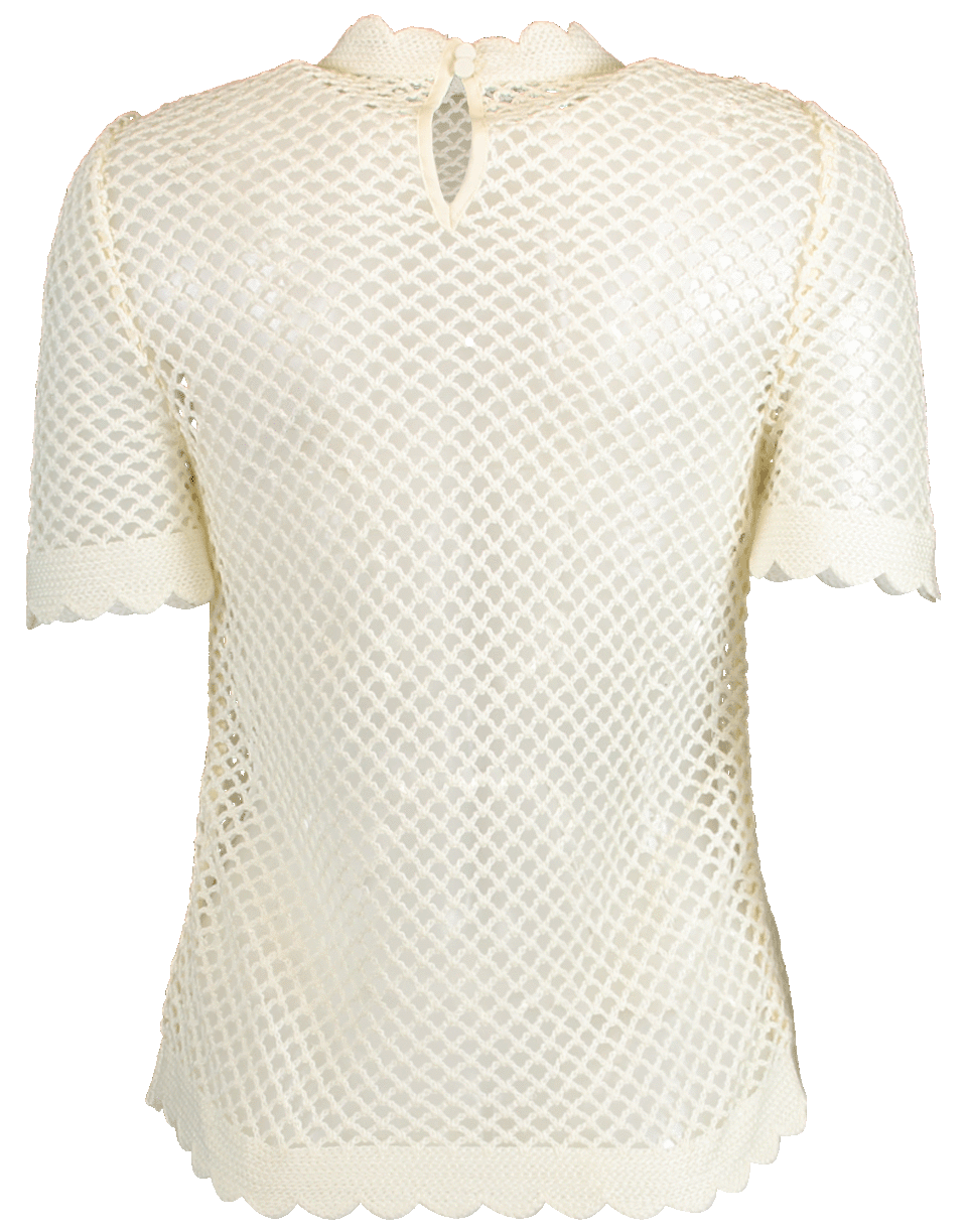 self-portrait-Fishnet Crochet Lace Top-