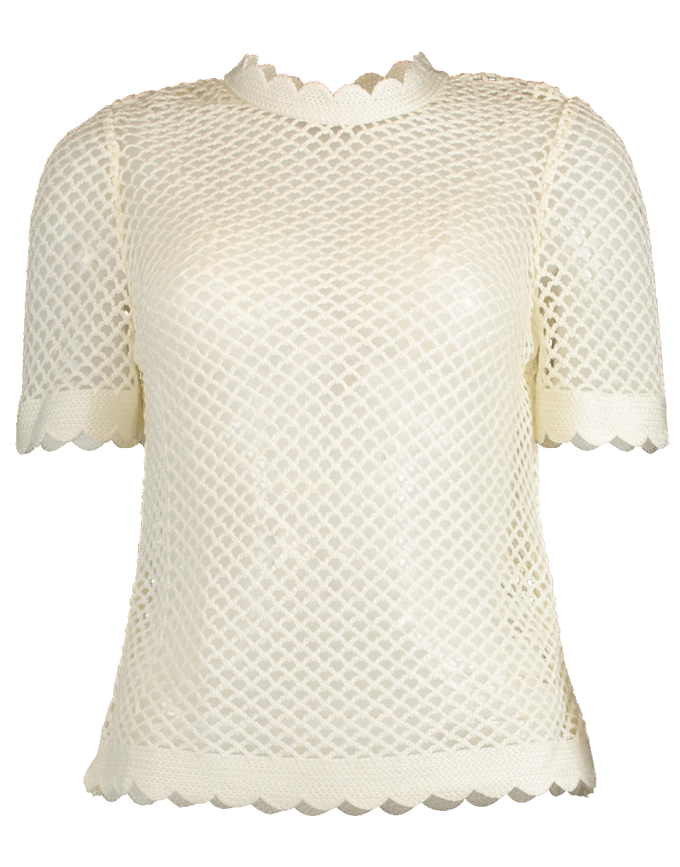 self-portrait-Fishnet Crochet Lace Top-