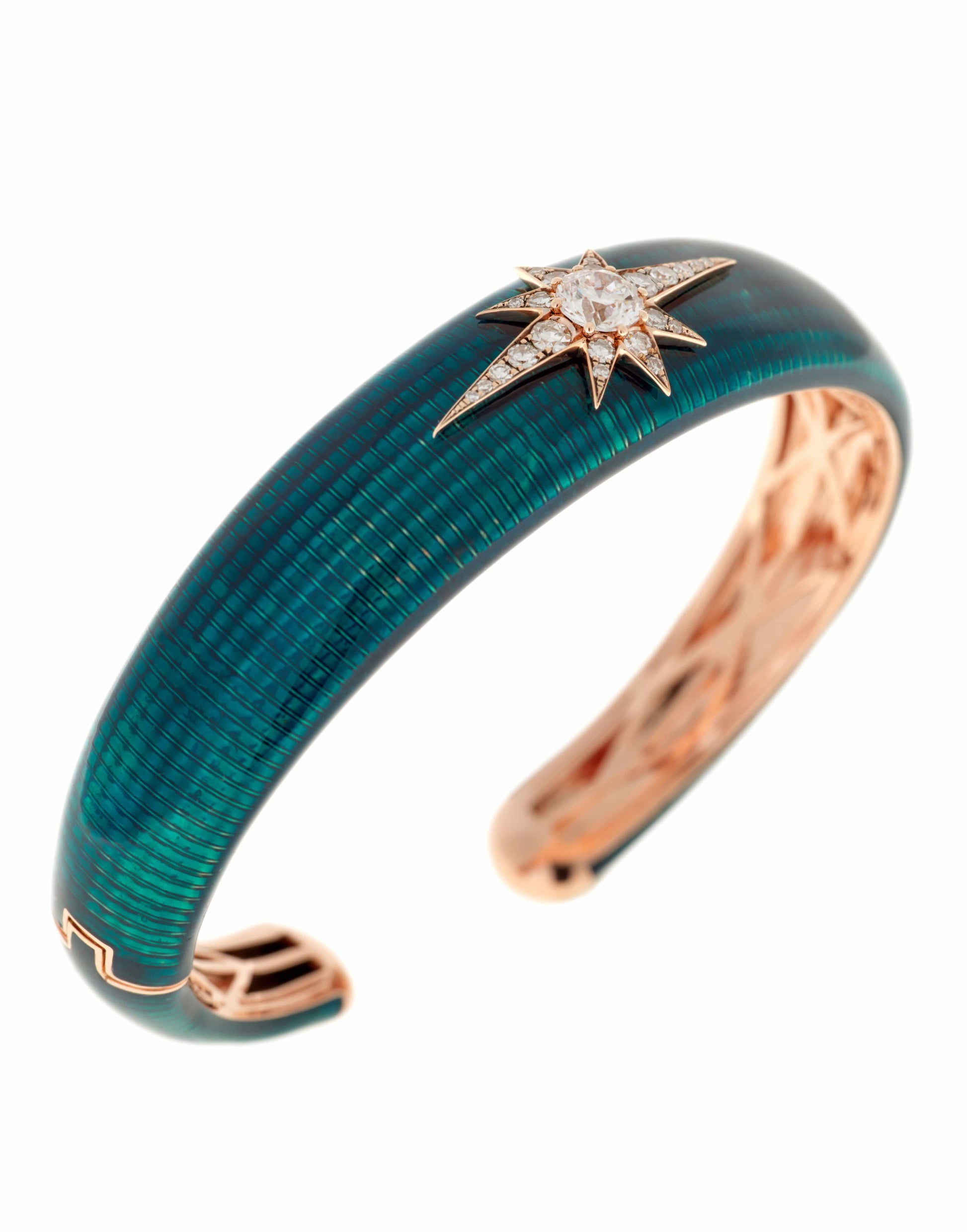 SELIM MOUZANNAR-Petrol Enamel Cuff-ROSE GOLD