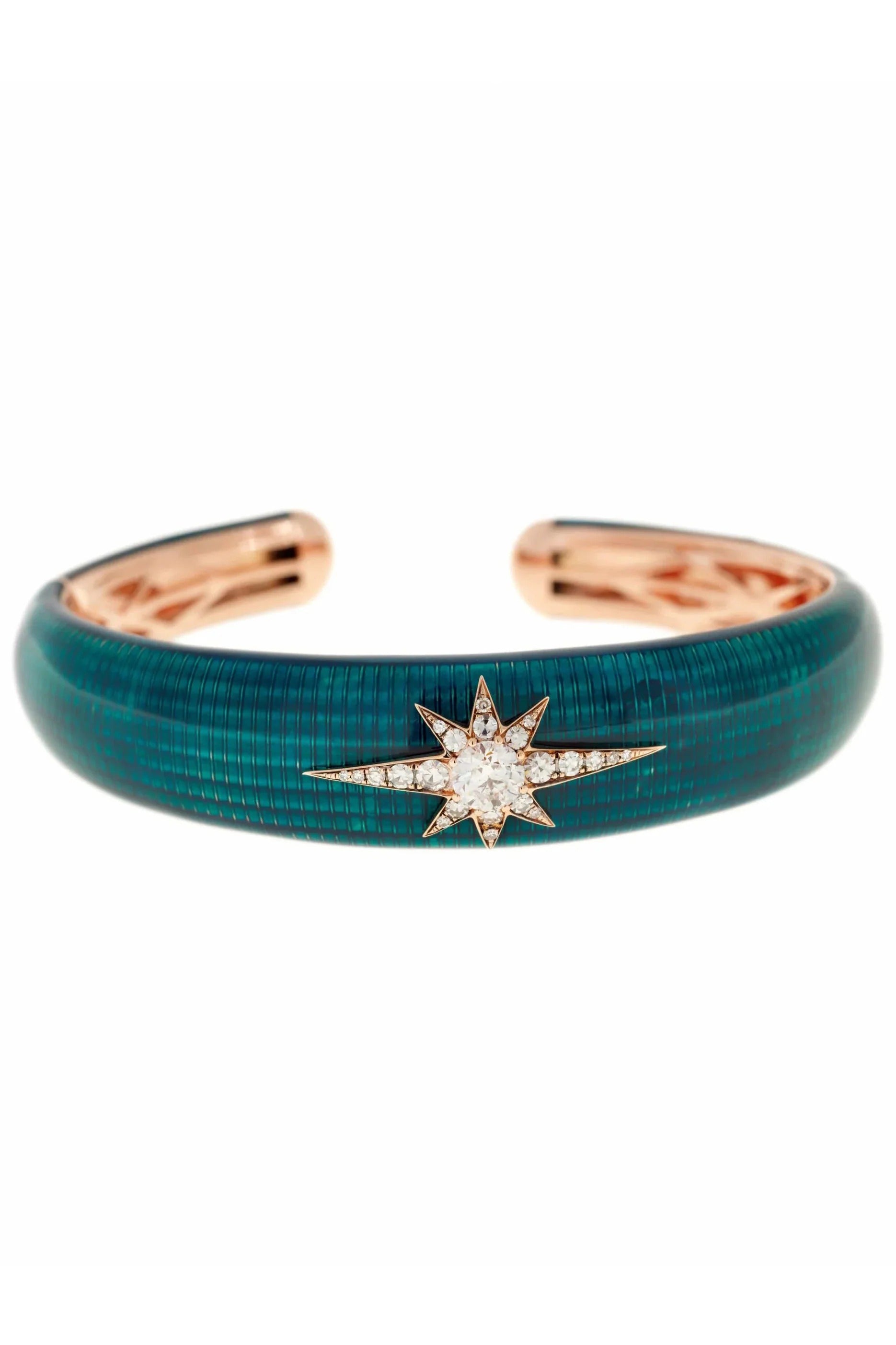 SELIM MOUZANNAR-Petrol Enamel Cuff-ROSE GOLD