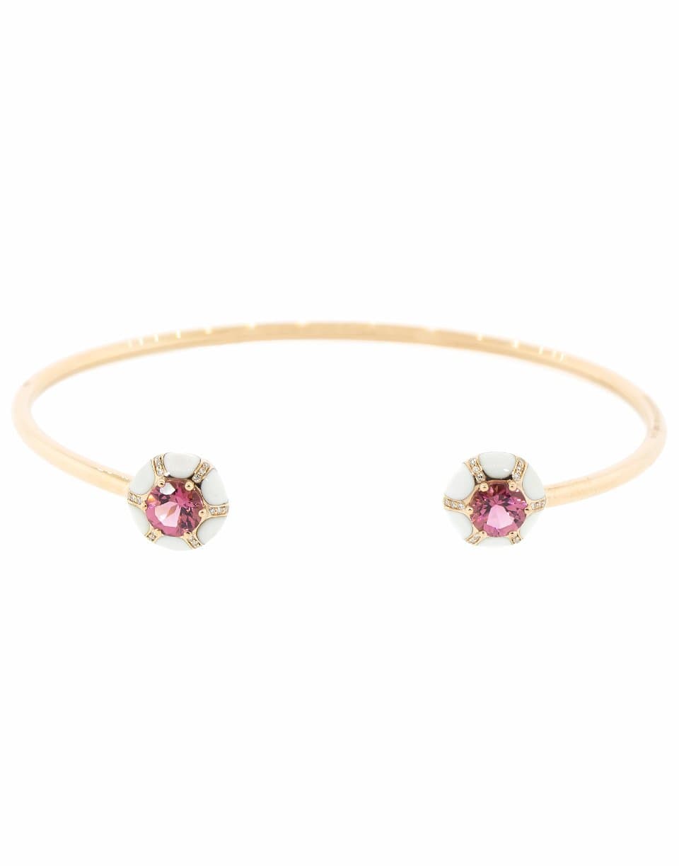 SELIM MOUZANNAR-Pink Tourmaline and White Enamel Bracelet-ROSE GOLD