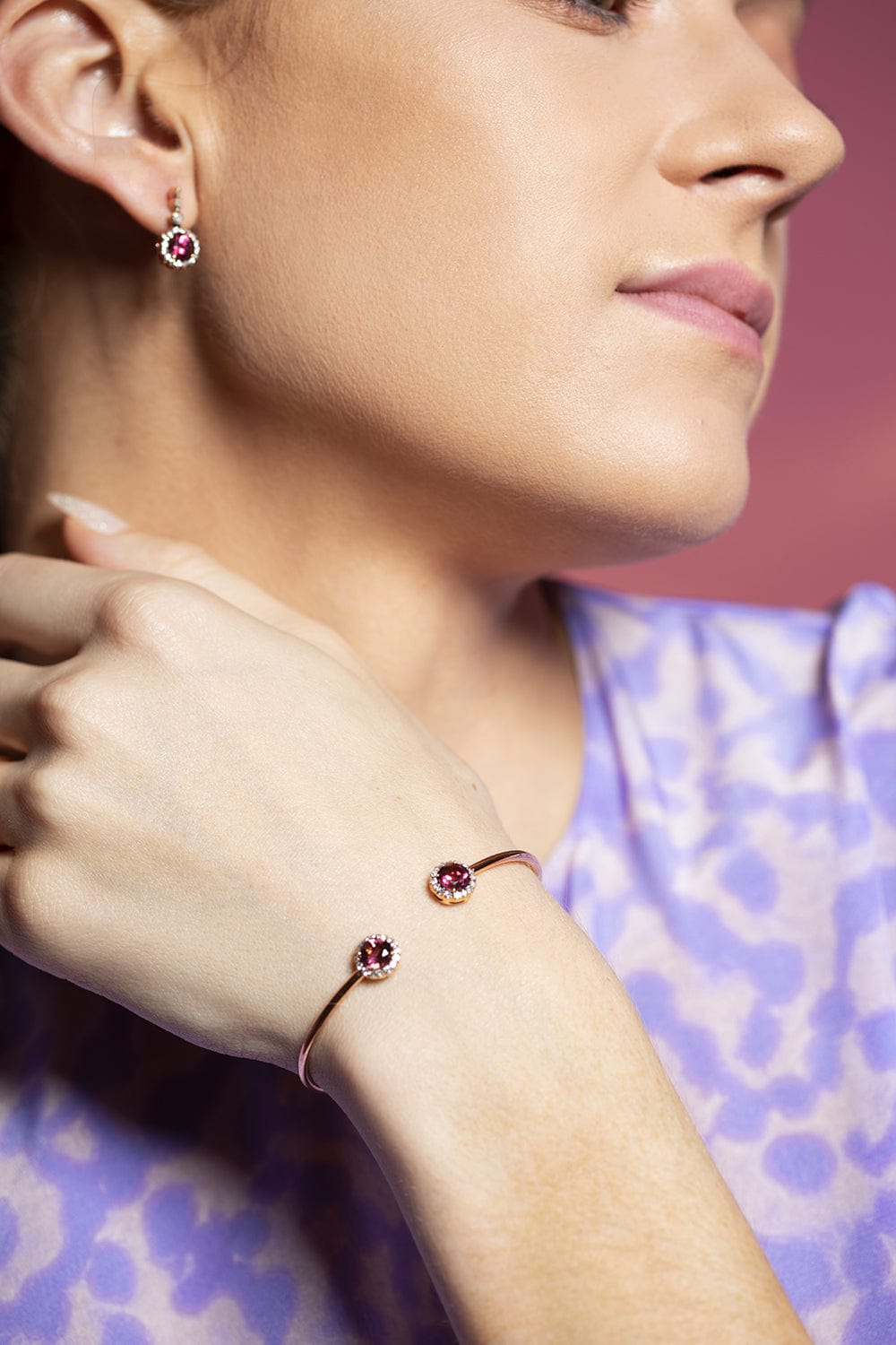 SELIM MOUZANNAR-Pink Tourmaline Beirut Cuff-ROSE GOLD