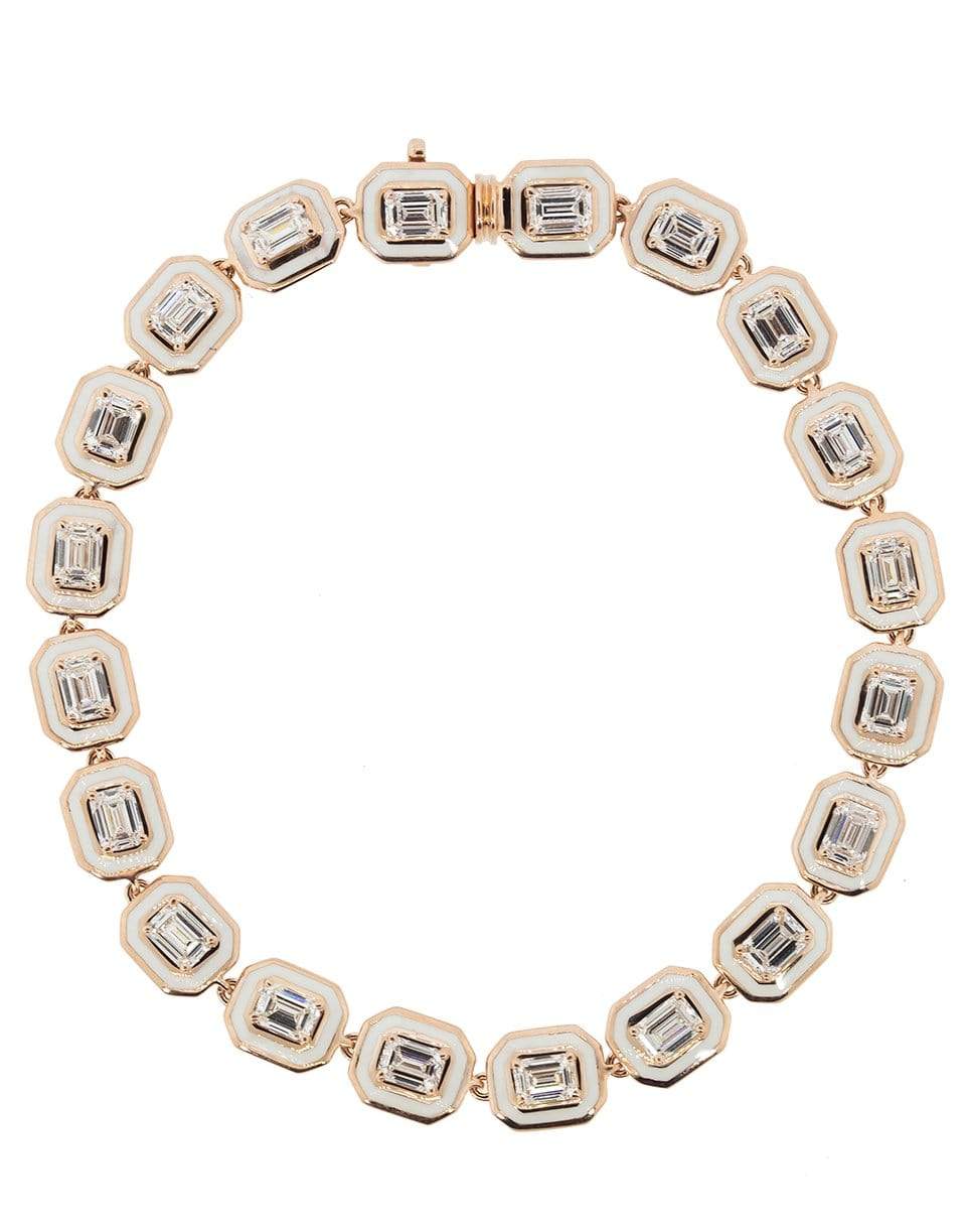 SELIM MOUZANNAR-Square White Enamel Diamond Bracelet-ROSE GOLD