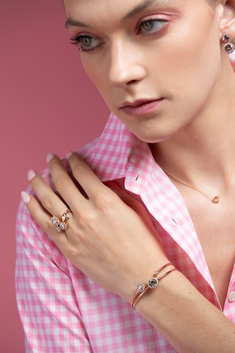 SELIM MOUZANNAR-Tourmaline and Diamond Bracelet-ROSE GOLD