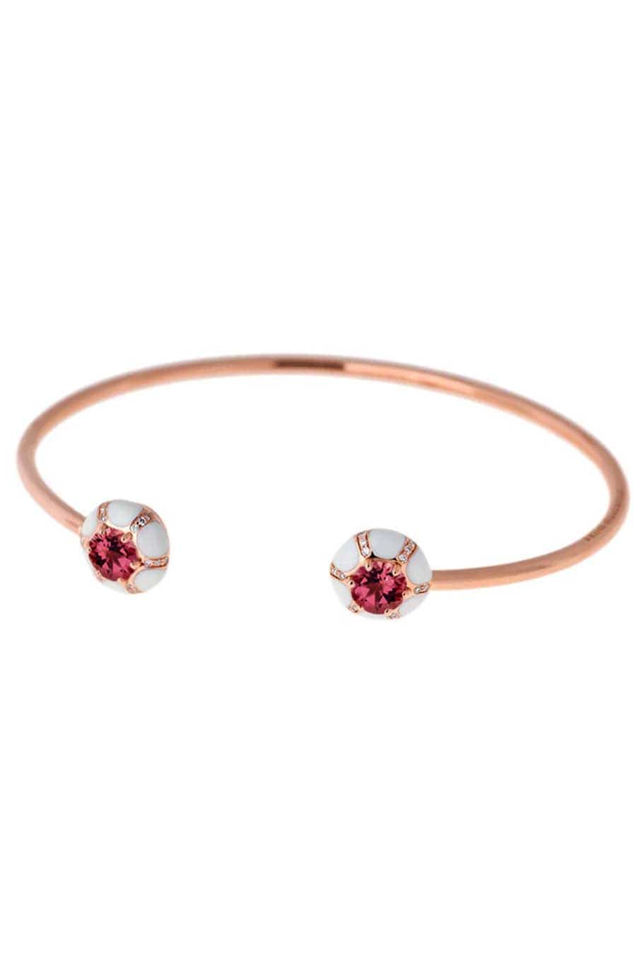 SELIM MOUZANNAR-White Enamel Pink Tourmaline Cuff-ROSE GOLD