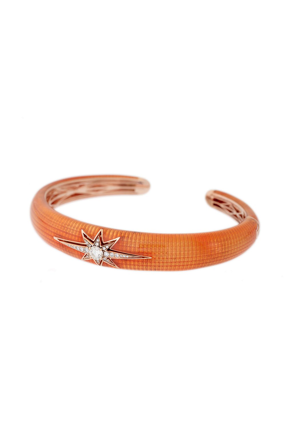 SELIM MOUZANNAR-Aida Orange Enamel Cuff Bracelet-ROSE GOLD