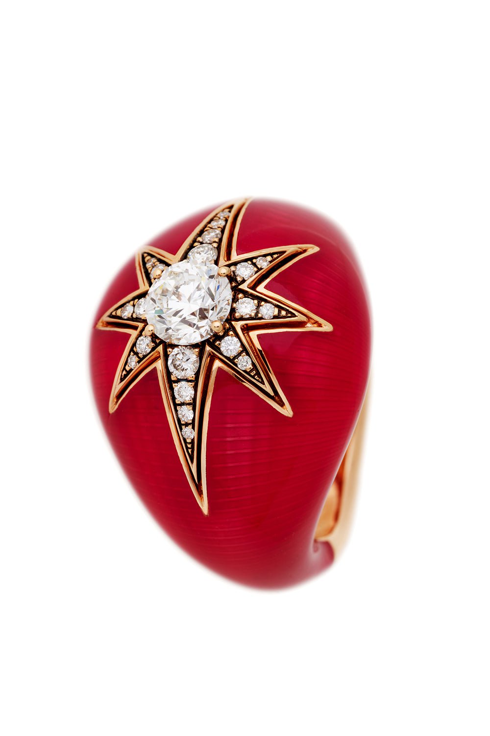 SELIM MOUZANNAR-Aida Raspberry Enamel Ring-ROSE GOLD