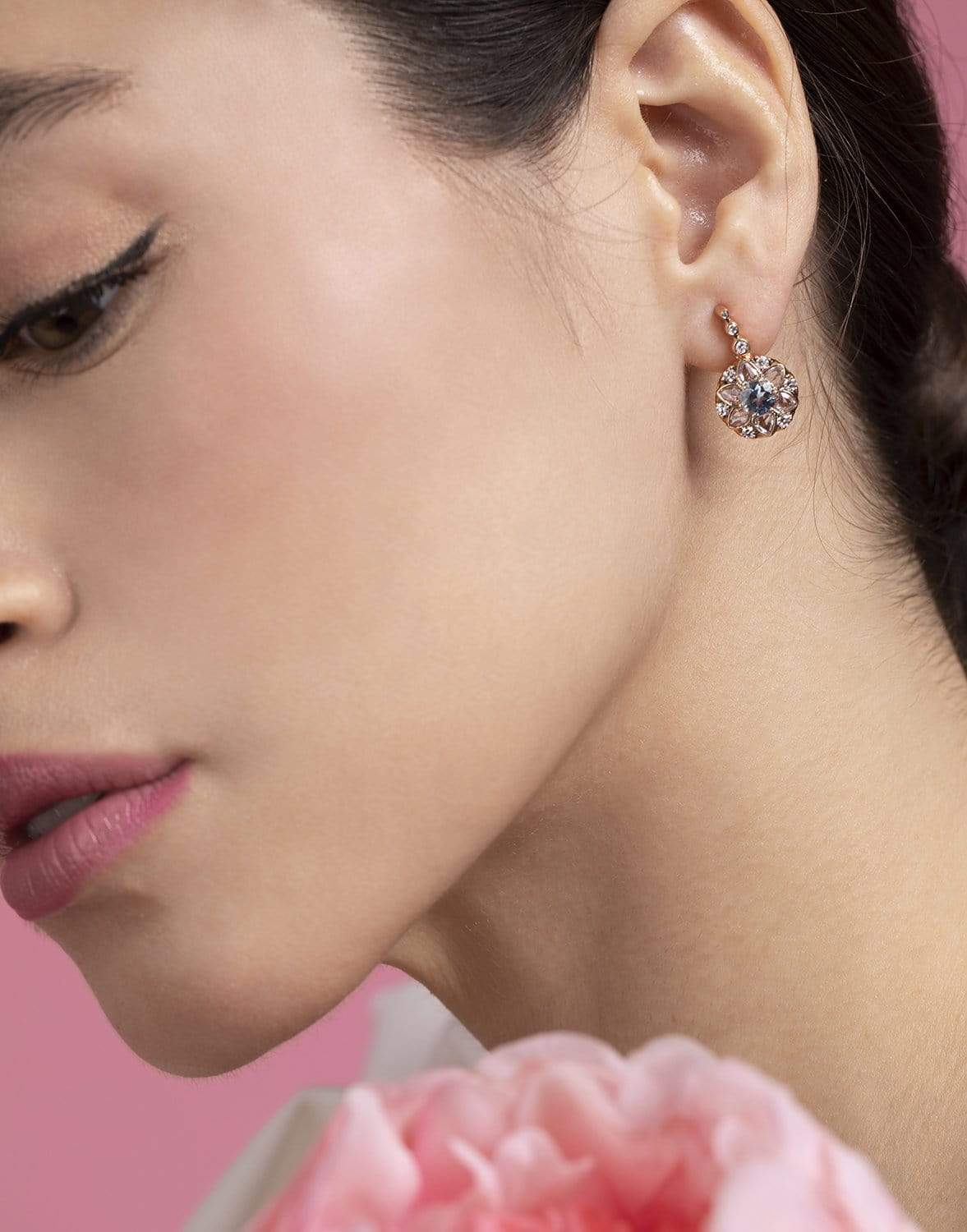 SELIM MOUZANNAR-Beruit Aquamarine Earrings-ROSE GOLD