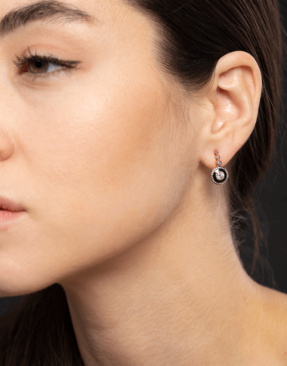 SELIM MOUZANNAR-Black Enamel and Diamond Drop Earrings-ROSE GOLD