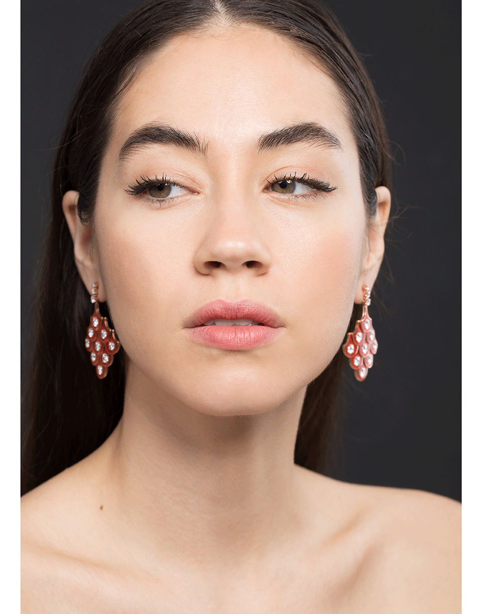 SELIM MOUZANNAR-Burgundy Enamel Earrings-ROSE GOLD