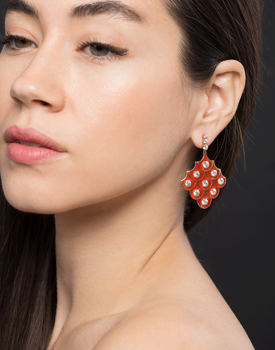 SELIM MOUZANNAR-Burgundy Enamel Earrings-ROSE GOLD