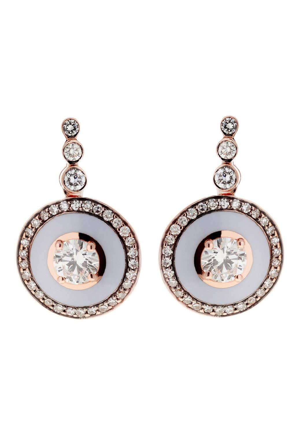 SELIM MOUZANNAR-Diamond Enamel Earrings-ROSE GOLD