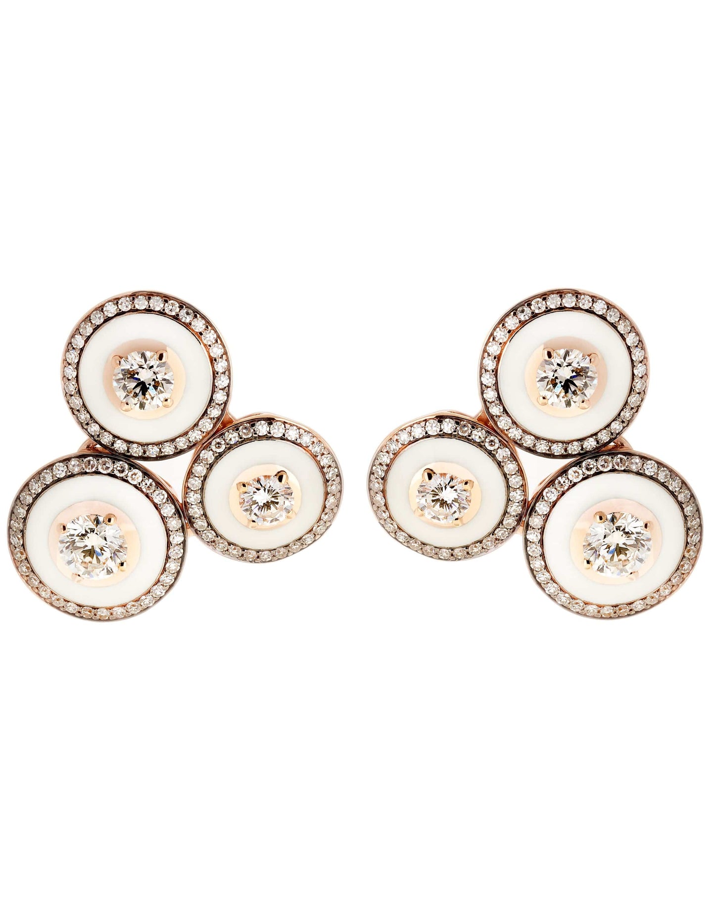 SELIM MOUZANNAR-Diamond Triple Mina Earrings-ROSE GOLD