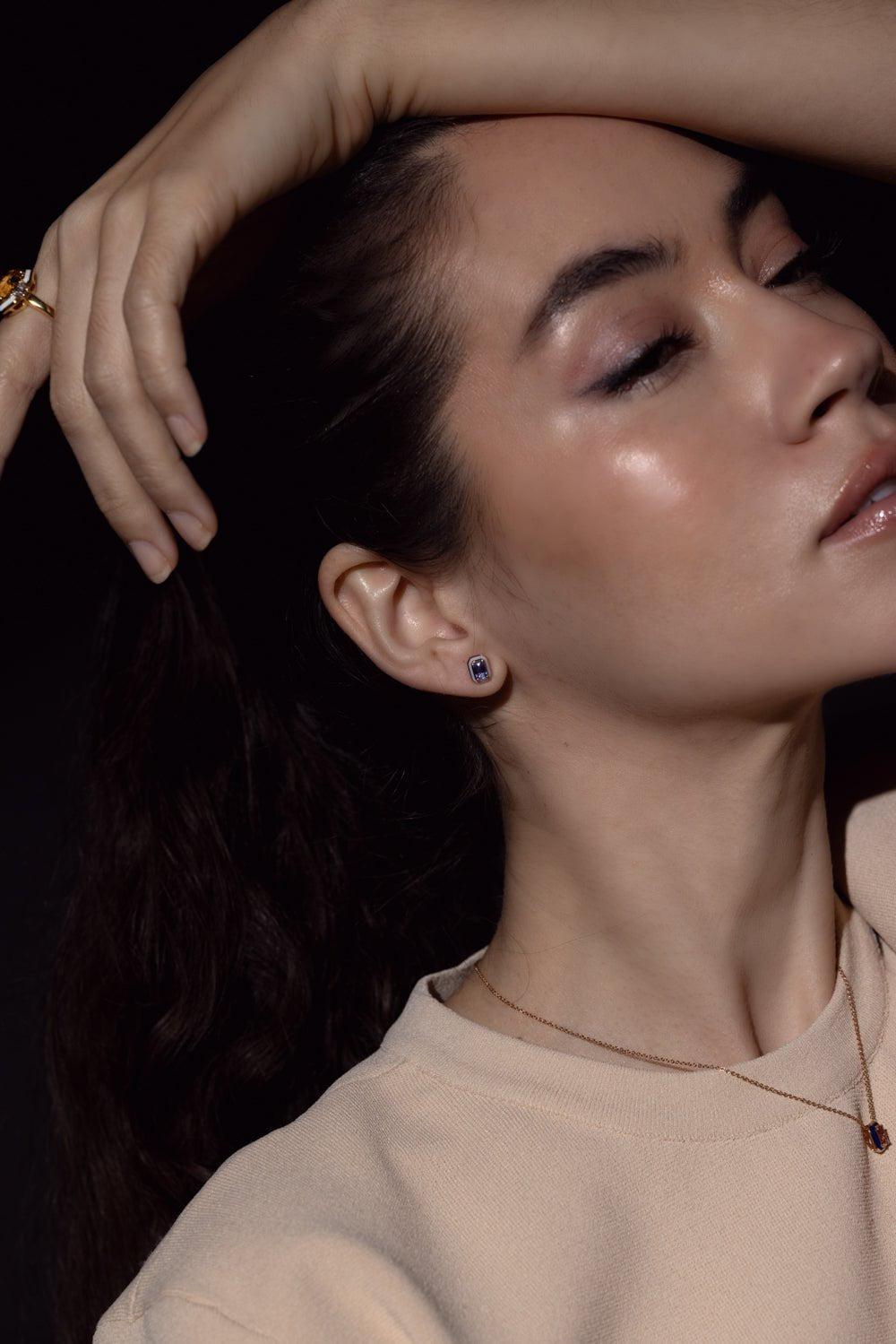 SELIM MOUZANNAR-Mina Blue Sapphire Earrings-ROSE GOLD