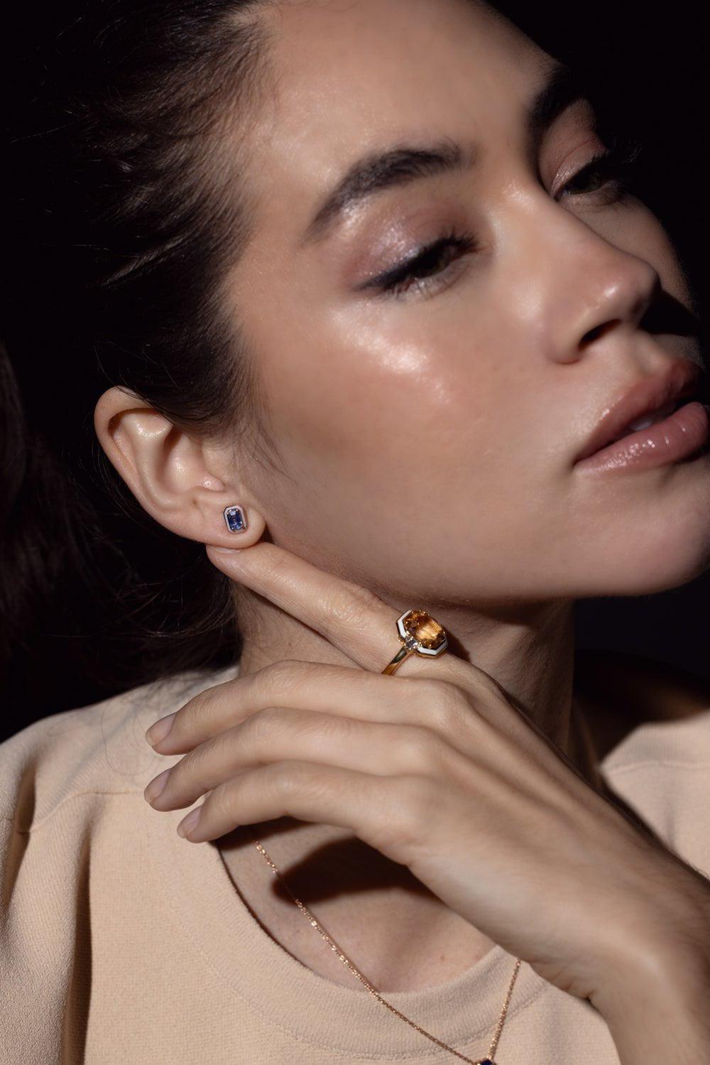 SELIM MOUZANNAR-Mina Blue Sapphire Earrings-ROSE GOLD