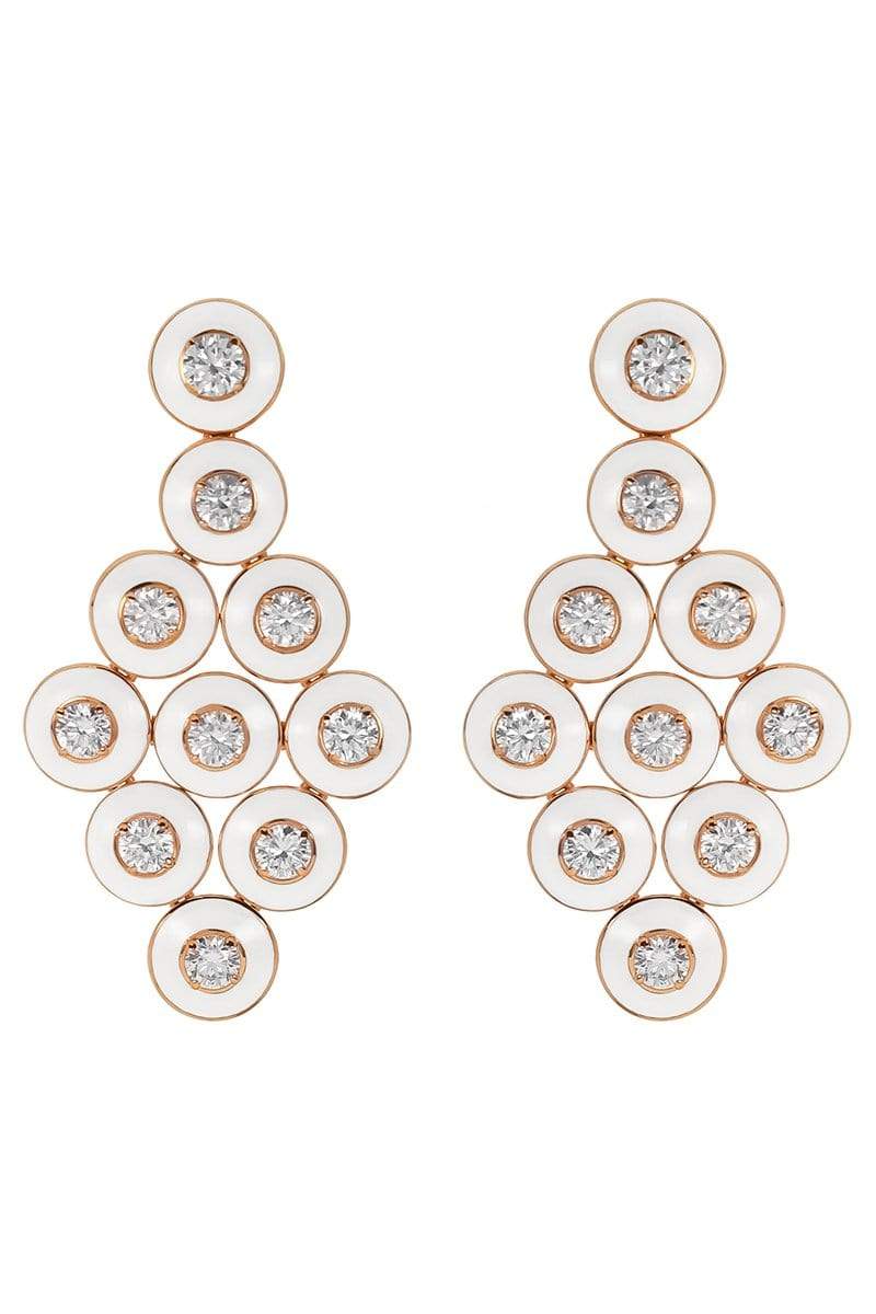 SELIM MOUZANNAR-Mina Diamond and Ivory Enamel Earrings-ROSE GOLD