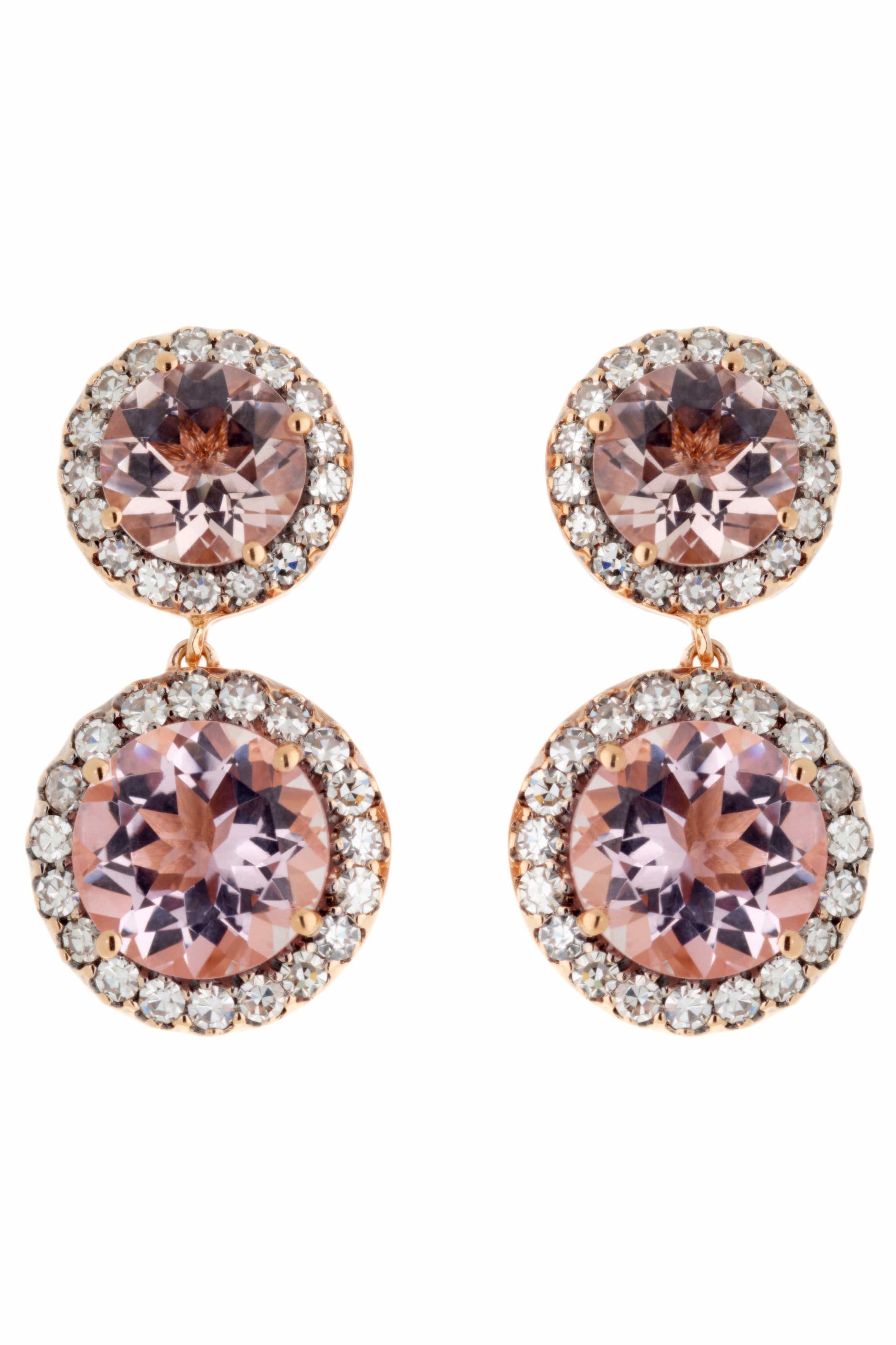 SELIM MOUZANNAR-Morganite and Diamond Double Drop Earrings-ROSE GOLD