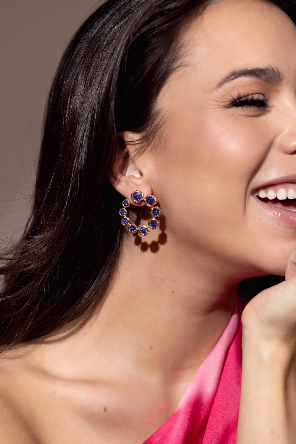 SELIM MOUZANNAR-Open Circle Tanzanite Earrings-ROSE GOLD