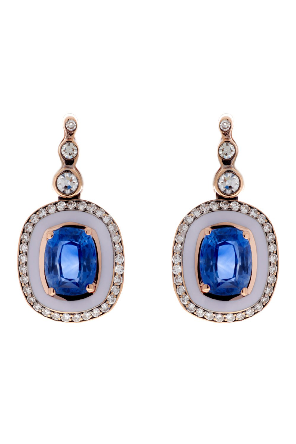 SELIM MOUZANNAR-Sapphire Enamel Earrings-ROSE GOLD