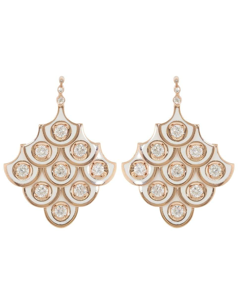 SELIM MOUZANNAR-Scalloped Ivory Enamel and Diamond Earrings-ROSE GOLD