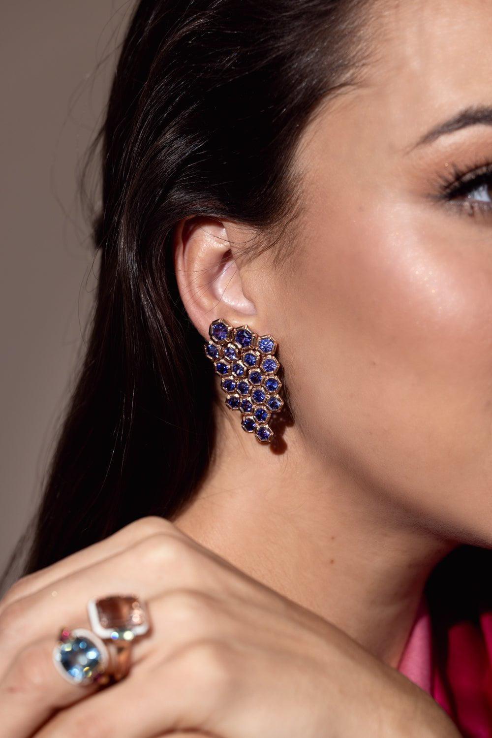 SELIM MOUZANNAR-Tanzanite Chandelier Earrings-ROSE GOLD