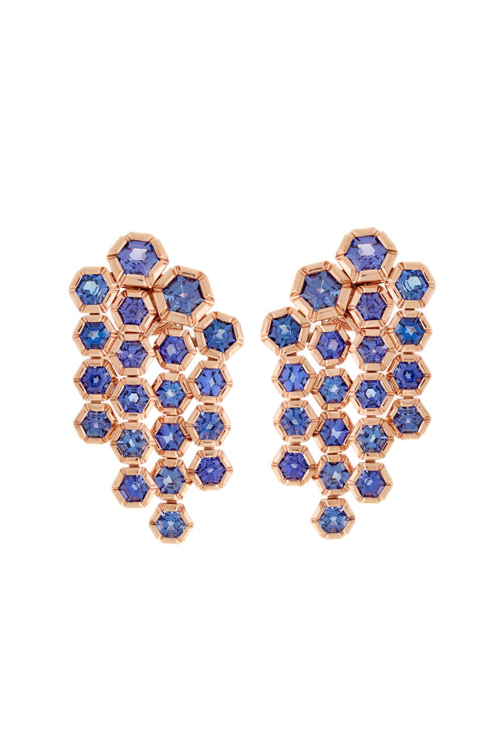 SELIM MOUZANNAR-Tanzanite Chandelier Earrings-ROSE GOLD