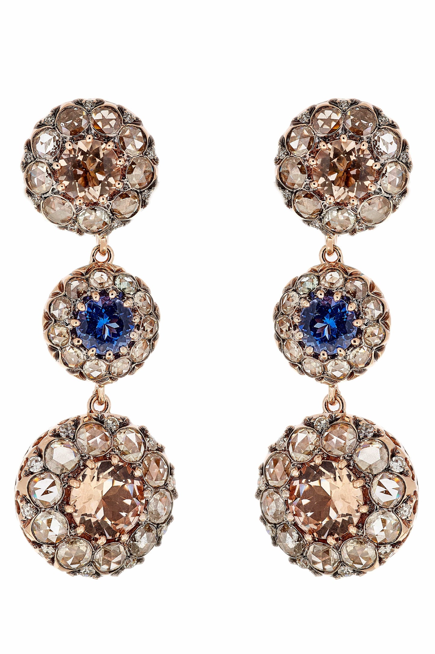 SELIM MOUZANNAR-Three Drop Beirut Rosace Earrings-ROSE GOLD