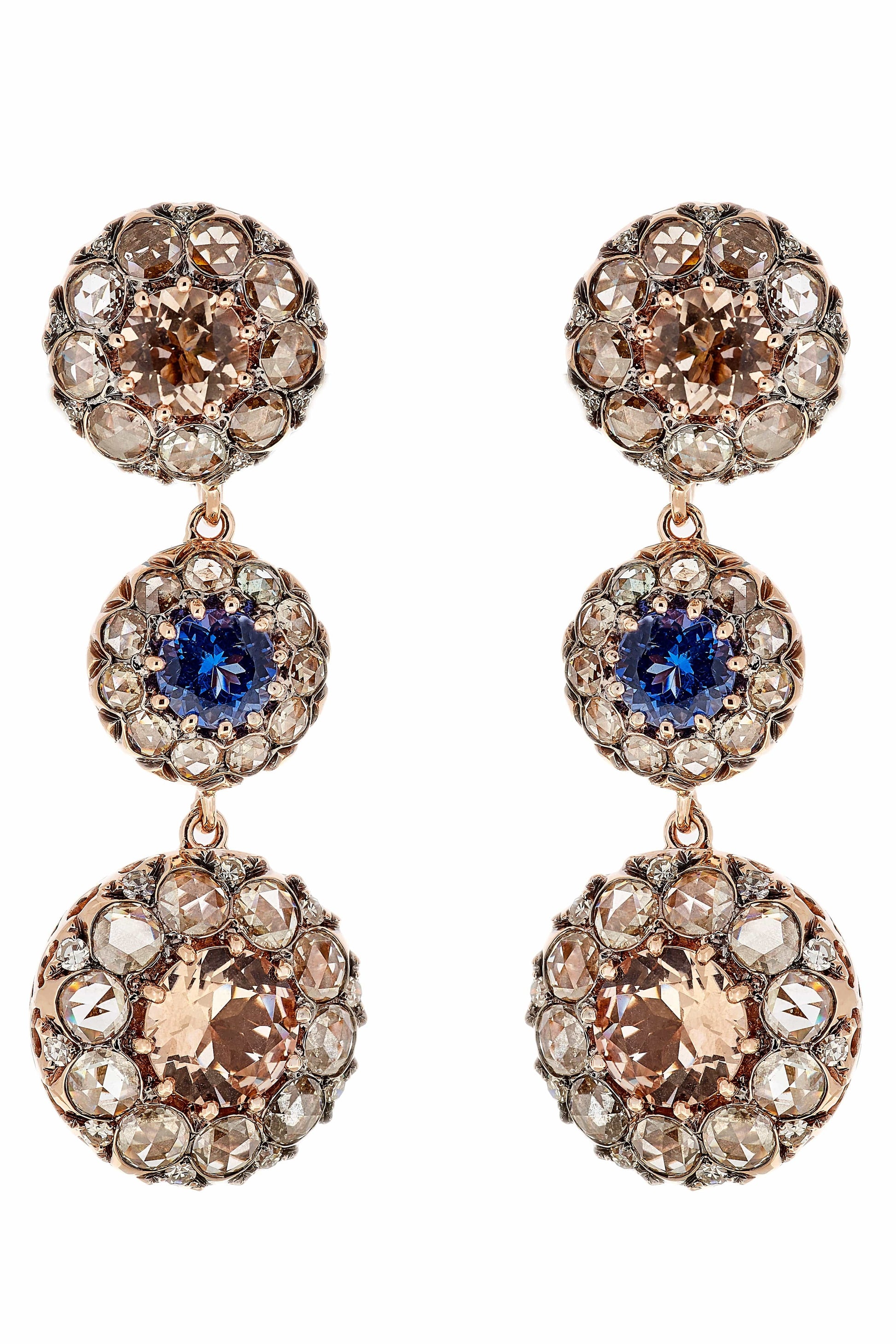 SELIM MOUZANNAR-Three Drop Beirut Rosace Earrings-ROSE GOLD