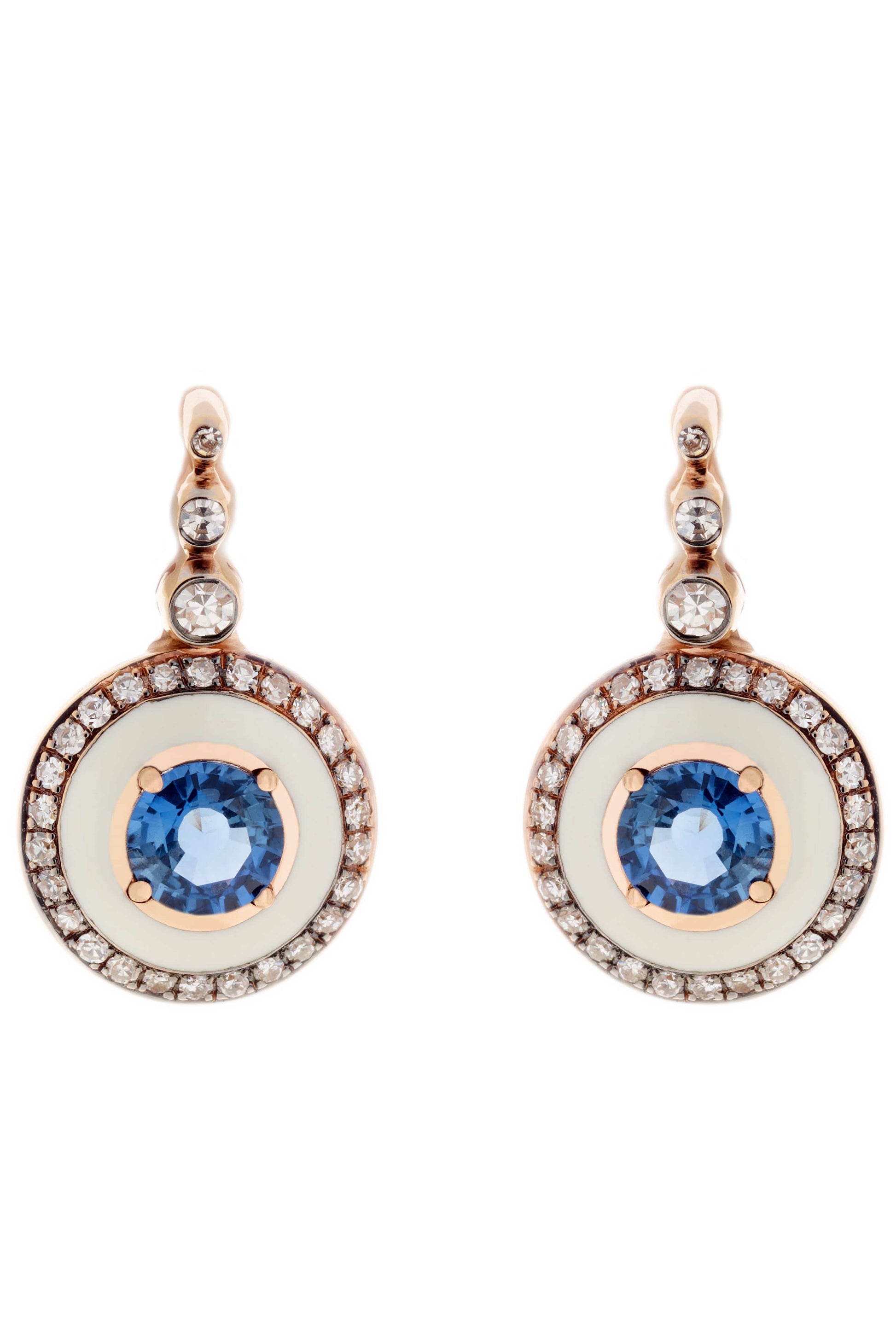 SELIM MOUZANNAR-White Enamel Sapphire Mina Earrings-ROSE GOLD