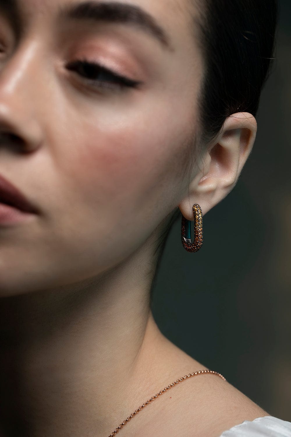 SELIM MOUZANNAR-Orange Sapphire Ombre Earring-SILVER