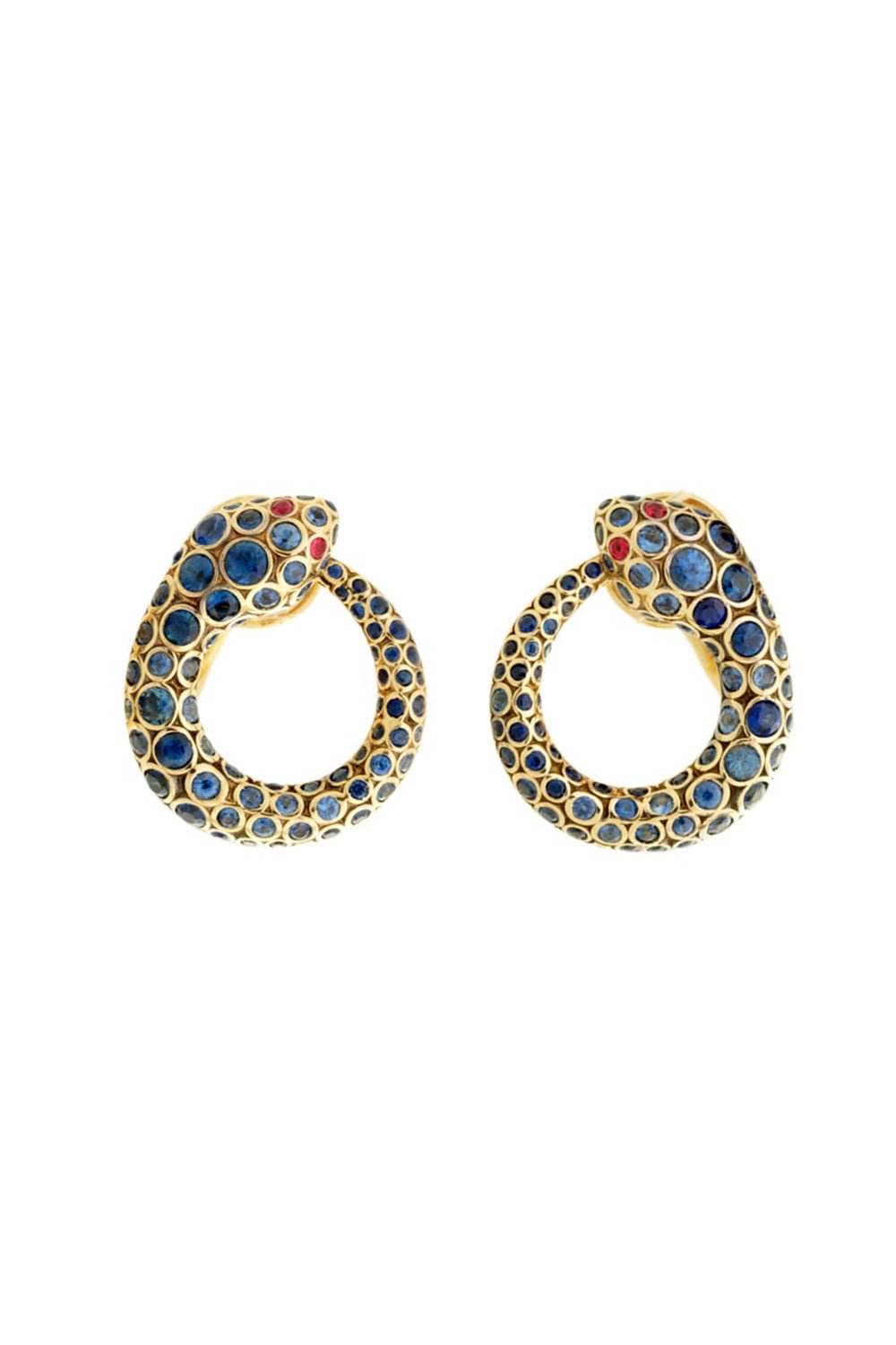 SELIM MOUZANNAR-XS Basilik Sapphire Spinel Earrings-YELLOW GOLD