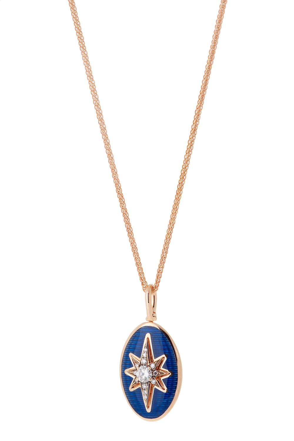 SELIM MOUZANNAR-Aida Blue Enamel Pendant Necklace-ROSE GOLD
