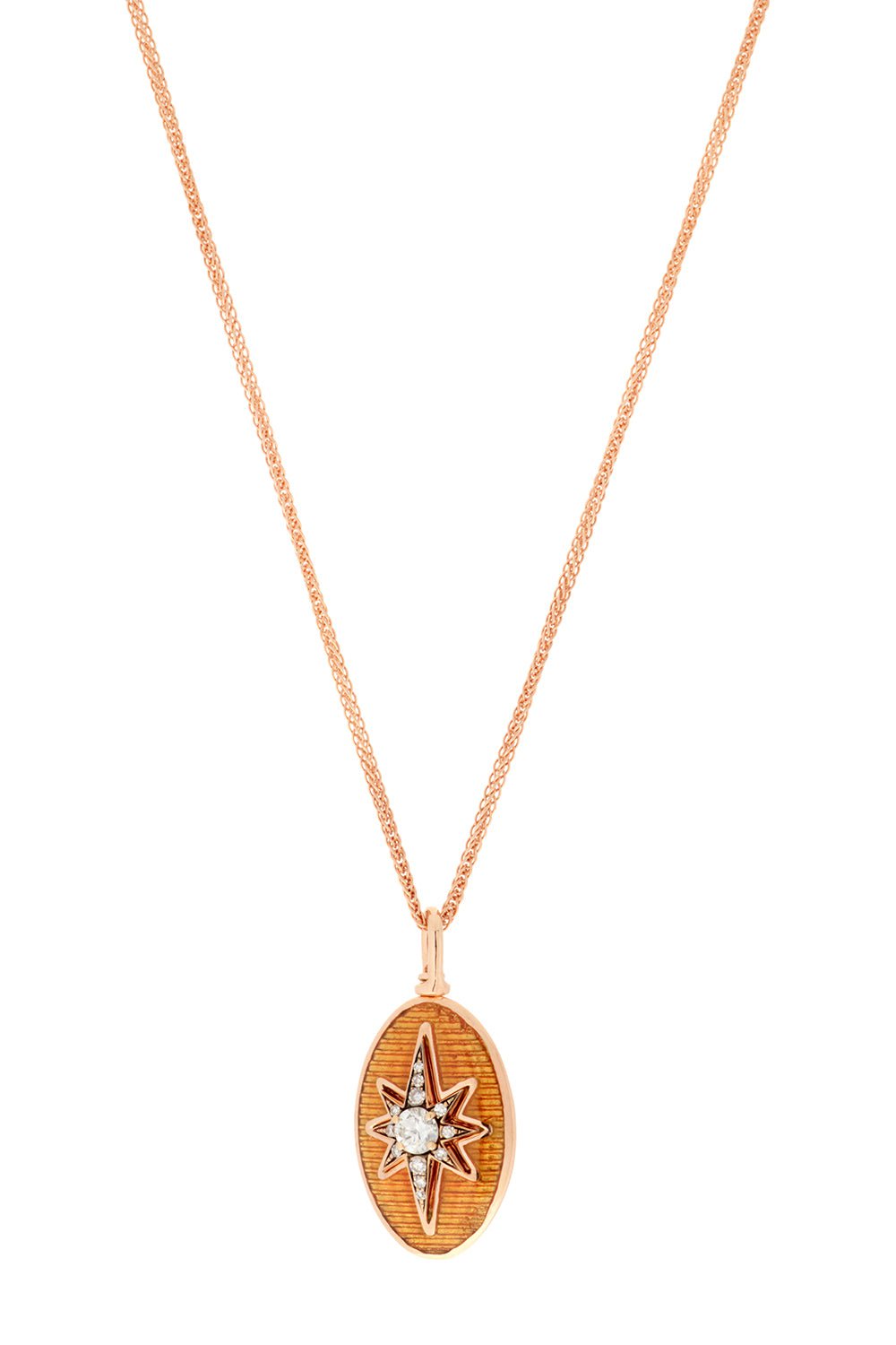 SELIM MOUZANNAR-Aida Orange Enamel Pendant Necklace-ROSE GOLD