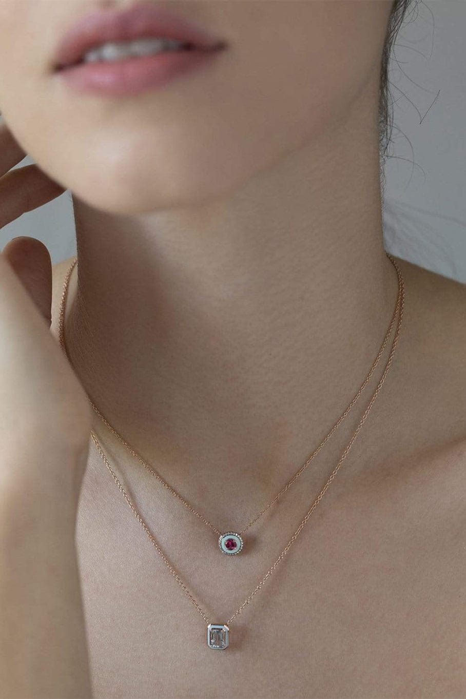 SELIM MOUZANNAR-Aquamarine Pendant Necklace-ROSE GOLD
