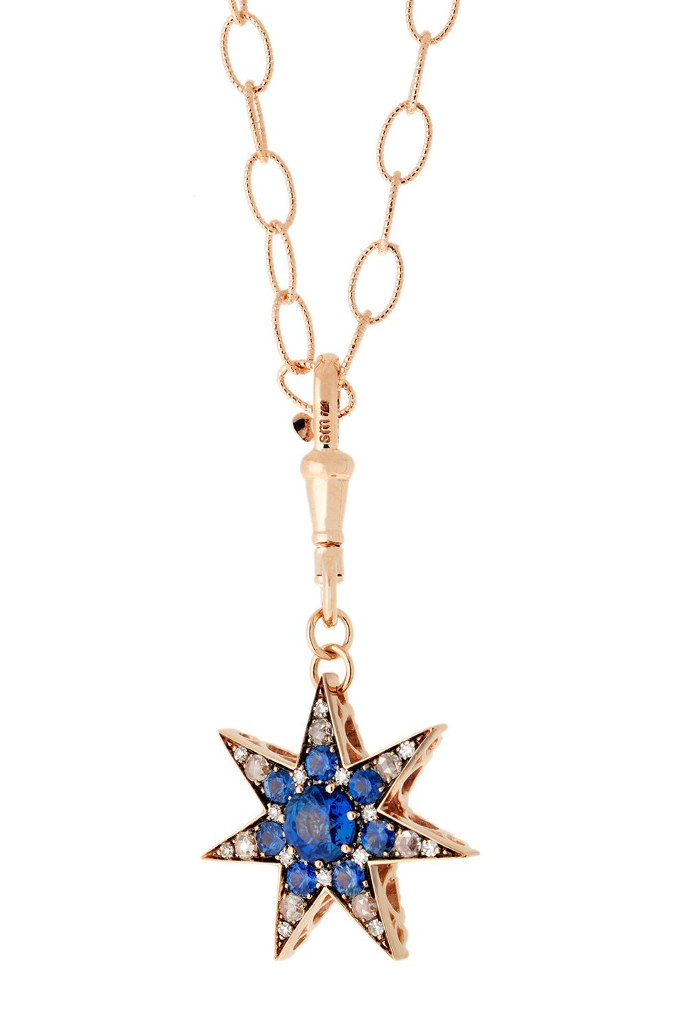 SELIM MOUZANNAR-Blue Sapphire Star Necklace-ROSE GOLD