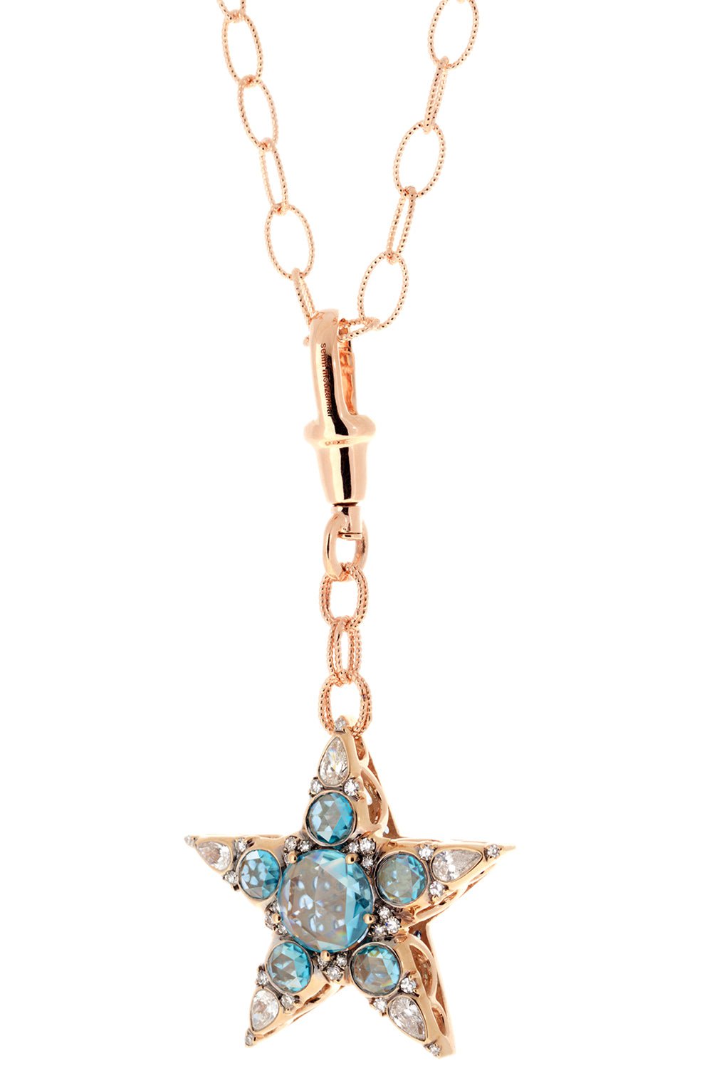 SELIM MOUZANNAR-Blue Sapphire Star Necklace-ROSE GOLD