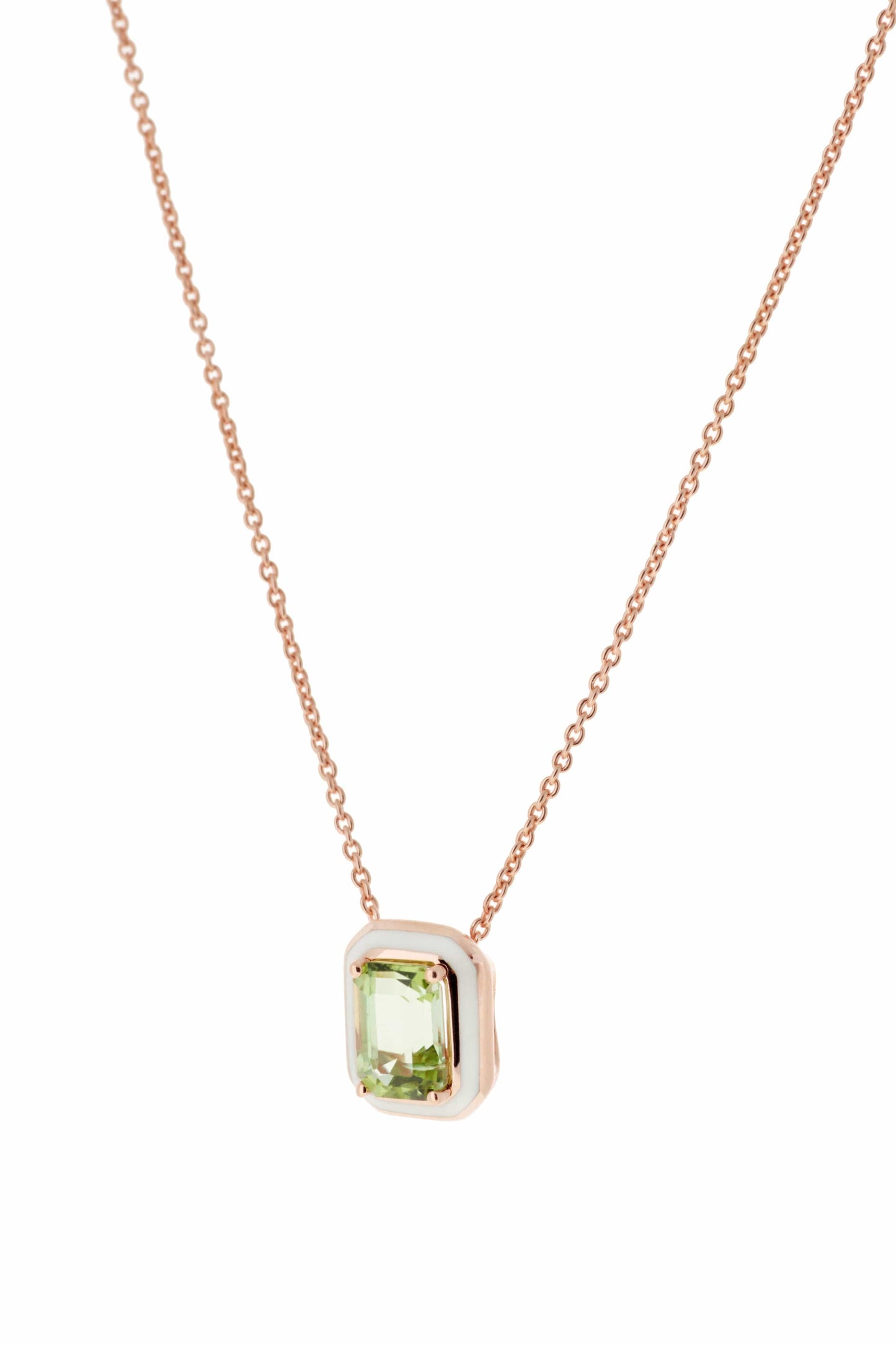 SELIM MOUZANNAR-Ivory Enamel Green Touramline Necklace-ROSE GOLD