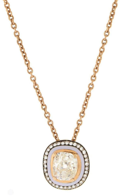 SELIM MOUZANNAR-Lilac Enamel Diamond Pendant Necklace-ROSE GOLD