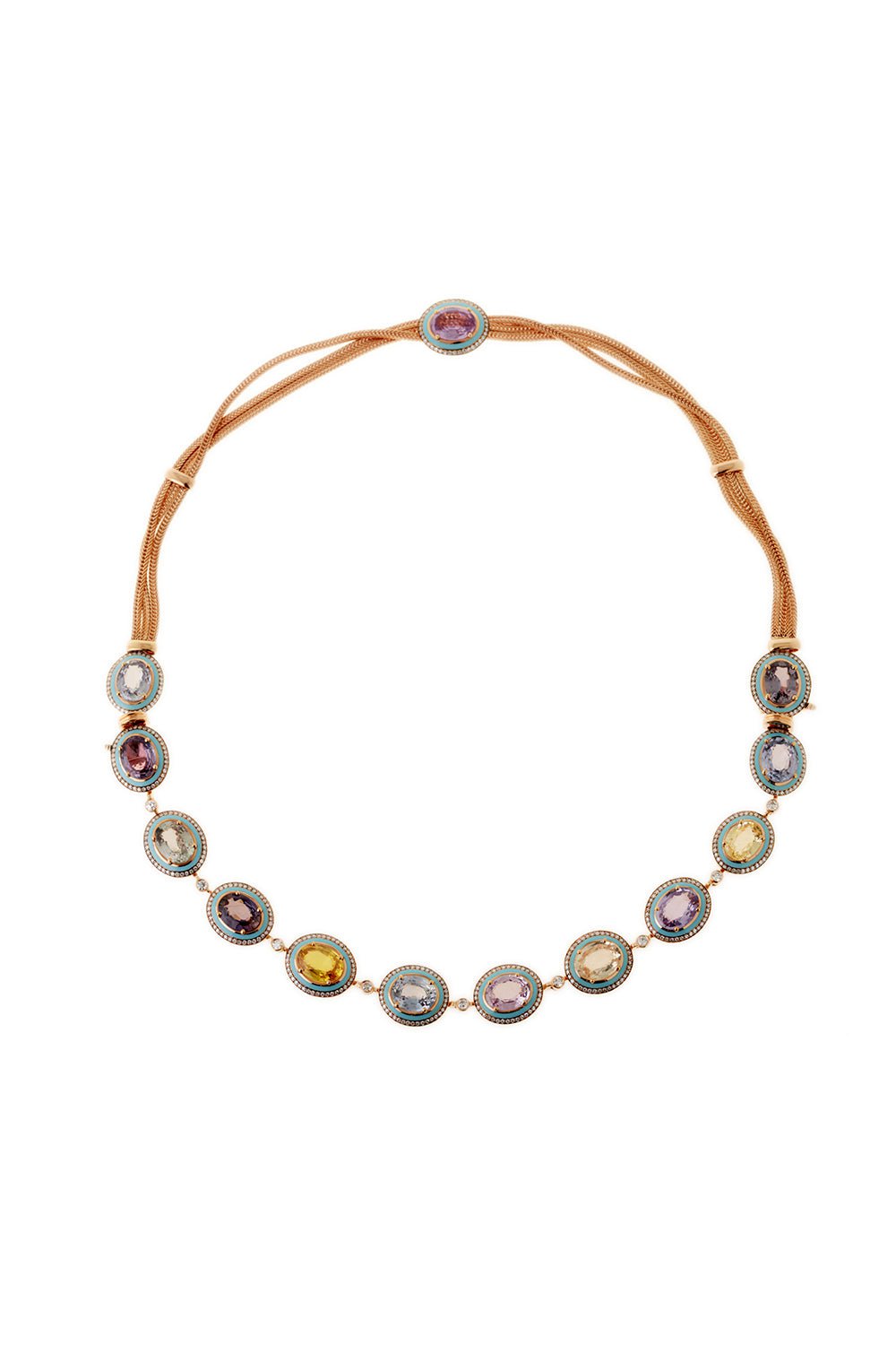 SELIM MOUZANNAR-Mina Multi Sapphire Diamond Necklace-ROSE GOLD